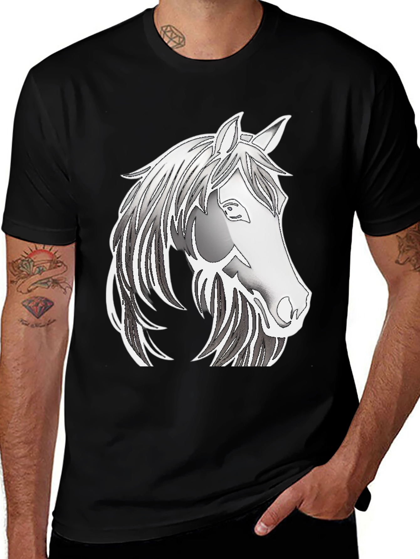 Variant 20 of Horse Graphic Black T-Shirt