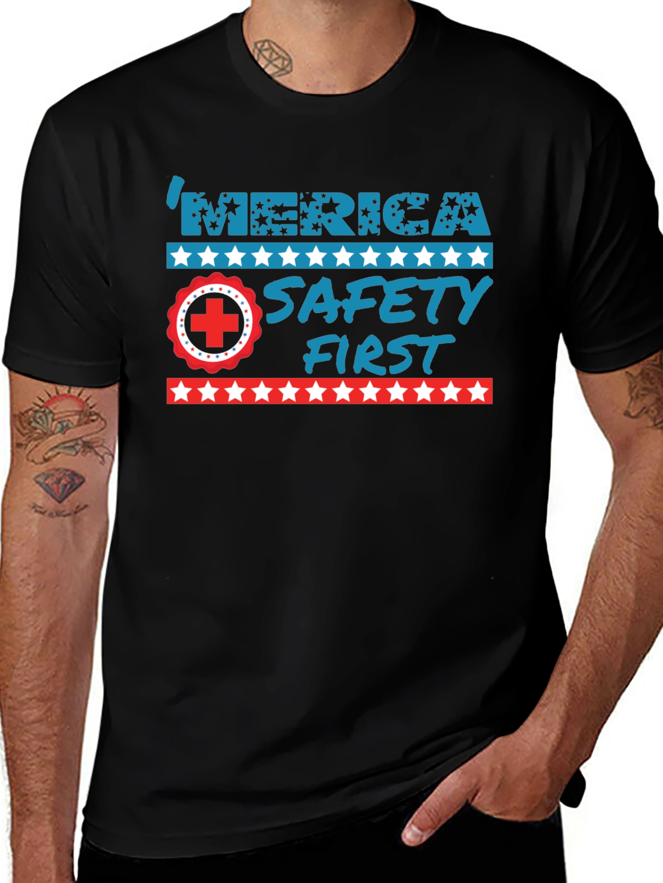 Variant 3 of Patriotic Safety First Graphic T-Shirt