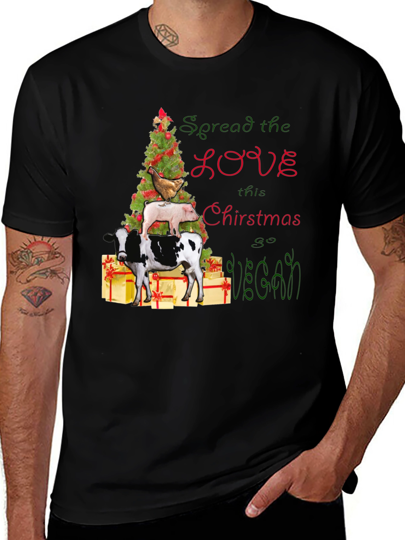 Variant 12 of Vegan Christmas T-Shirt: Spread the Love This Christmas