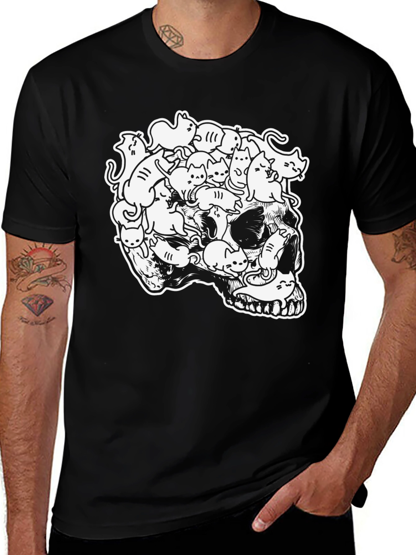 Variant 12 of Skull of Cats Graphic Tee - Unique Design
