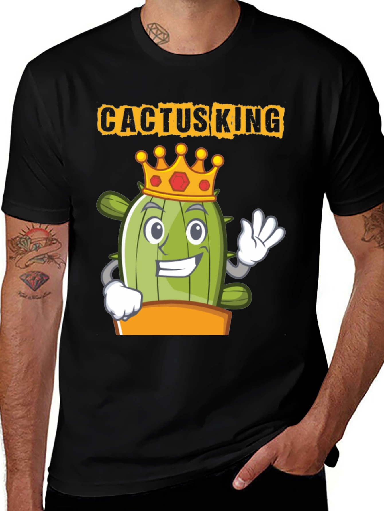 Variant 15 of Cactus King Graphic T-Shirt - Black