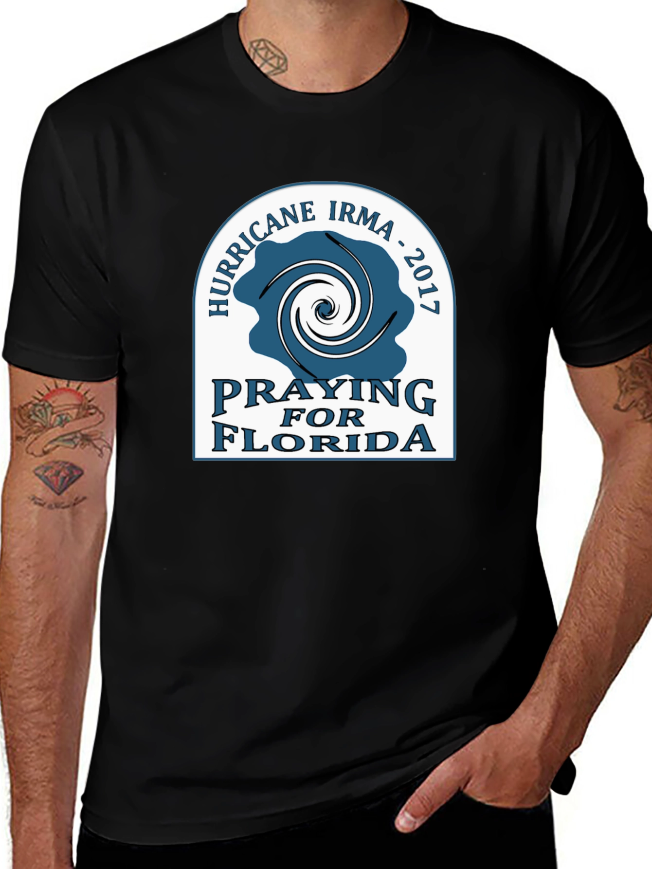 Praying for Florida Hurricane Irma 2017 Black T-Shirt