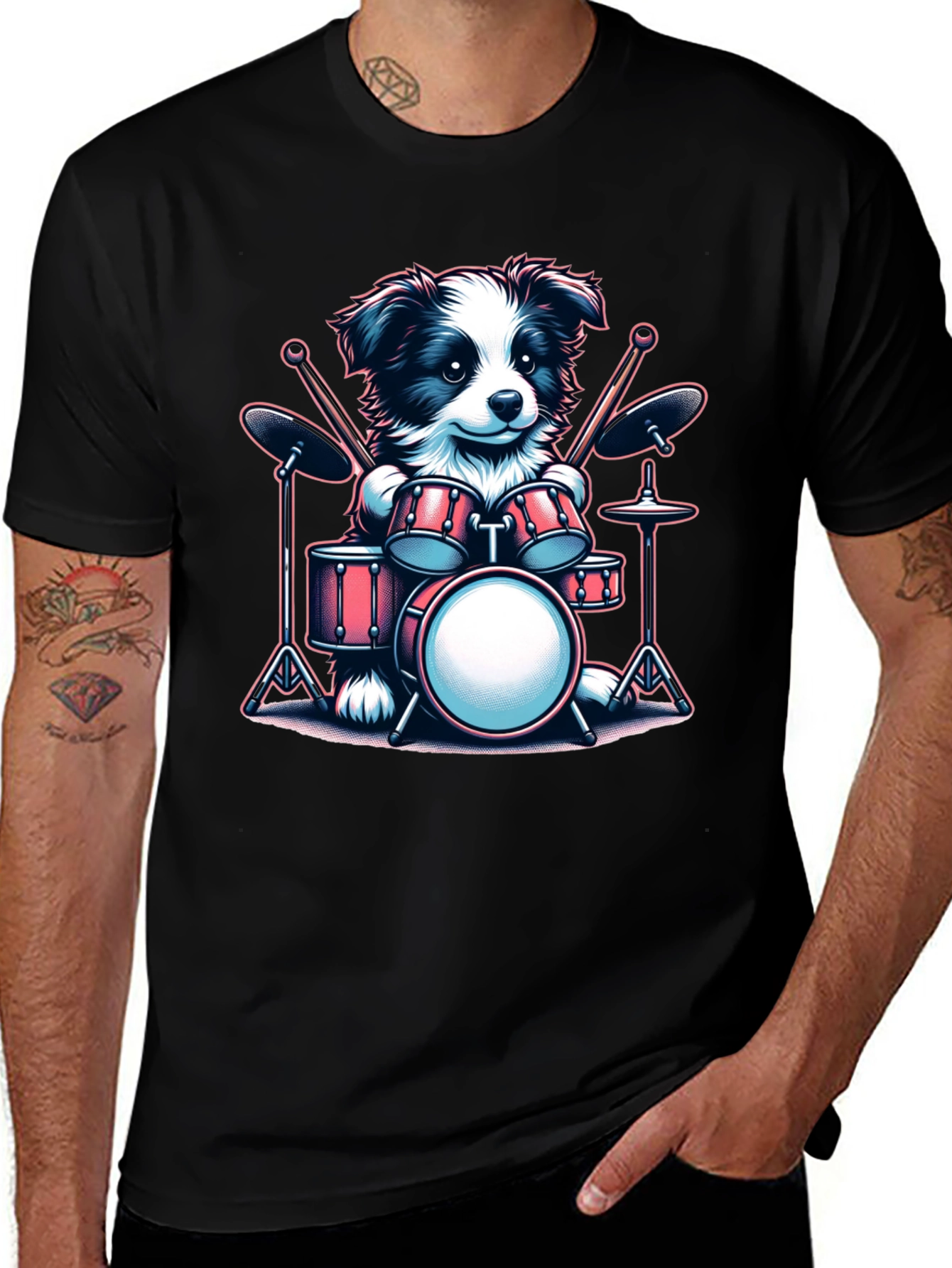 Variant 9 of Dog Drummer Graphic Tee - Band Pup Style