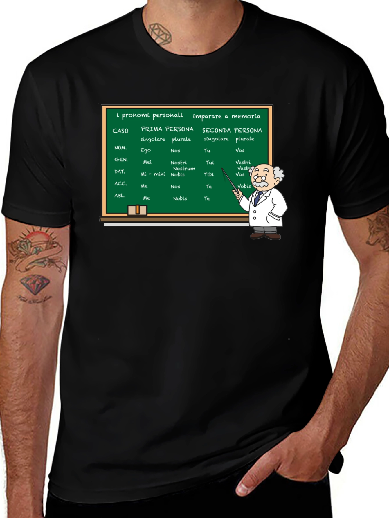 Latin Pronouns T-Shirt - Professor Teaching Grammar