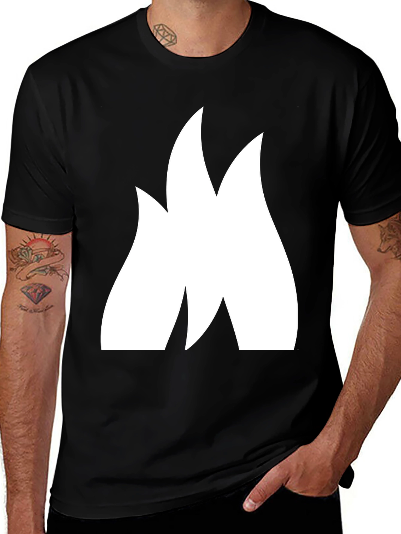 Variant 26 of Flame Graphic Tee - Black Cotton Casual Shirt