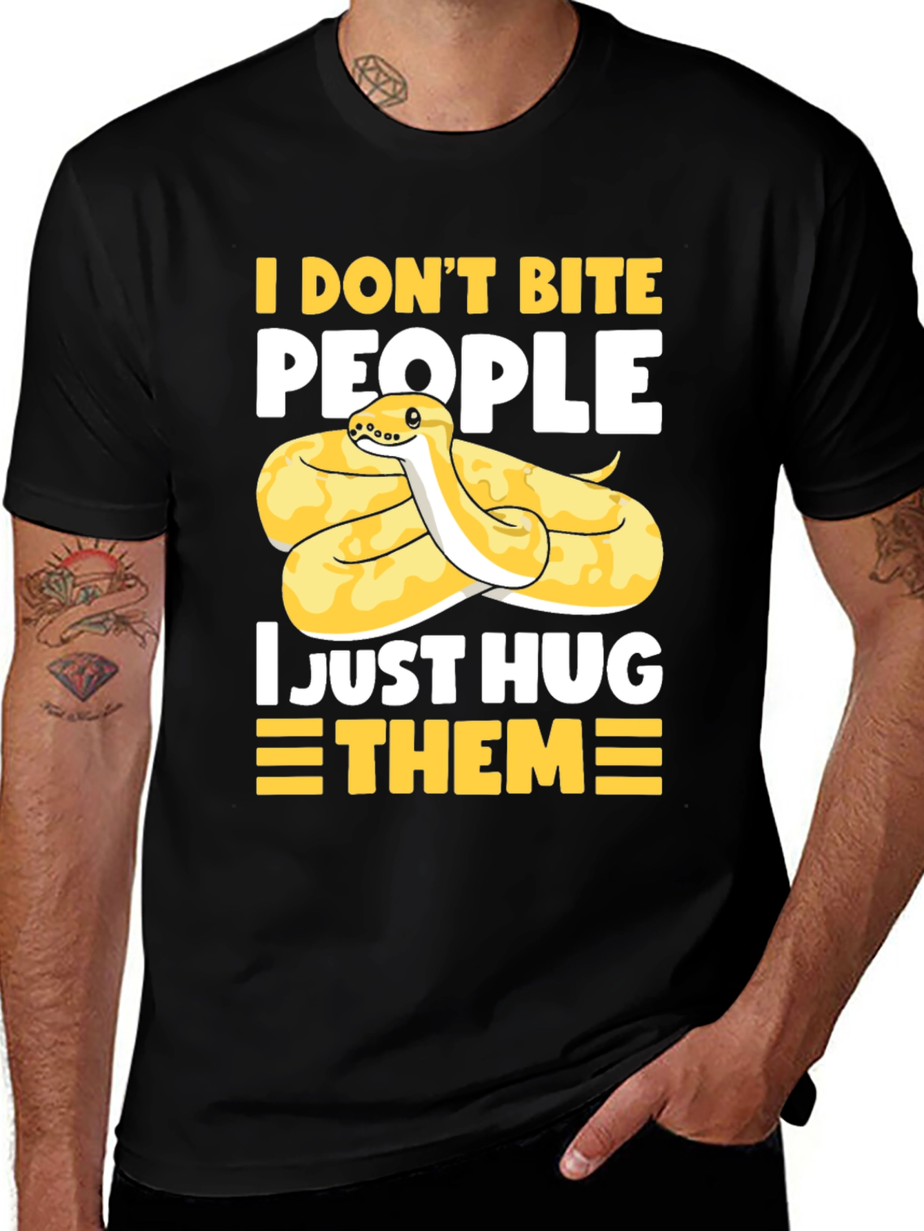 Variant 3 of Funny Snake Hug T-Shirt - I Don't Bite, I Hug!