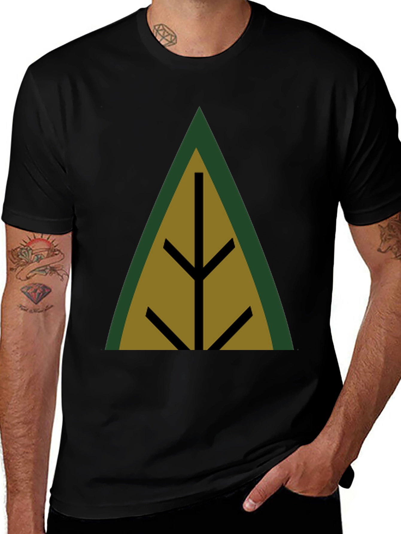Geometric Tree Black T-Shirt