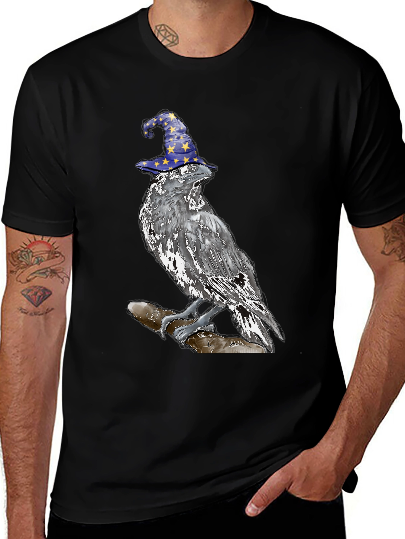 Variant 12 of Wizard Raven T-Shirt - Unique Graphic Tee