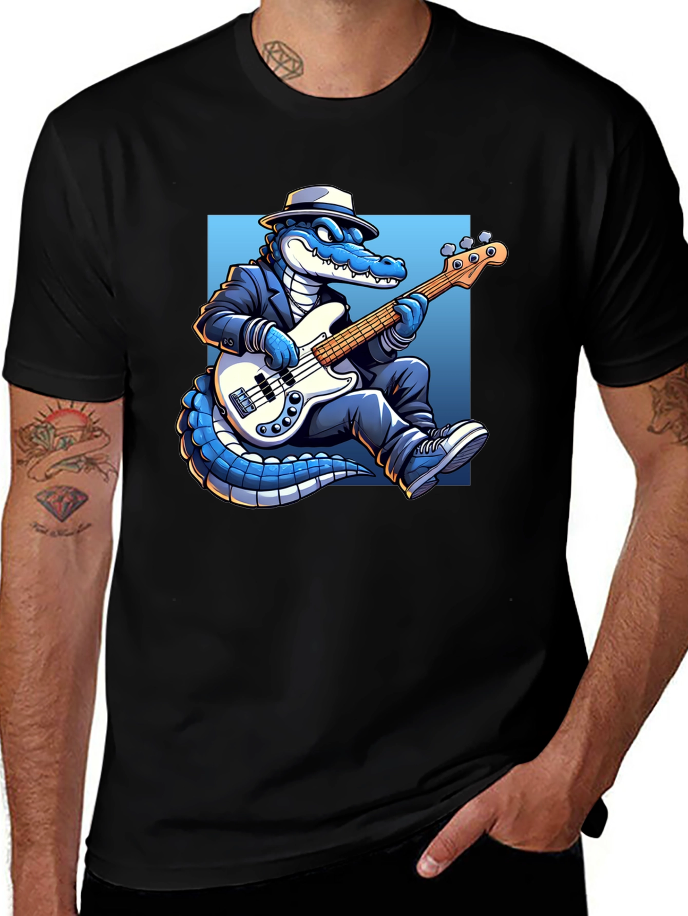 Variant 7 of Cool Gator Playing Bass Guitar T-Shirt