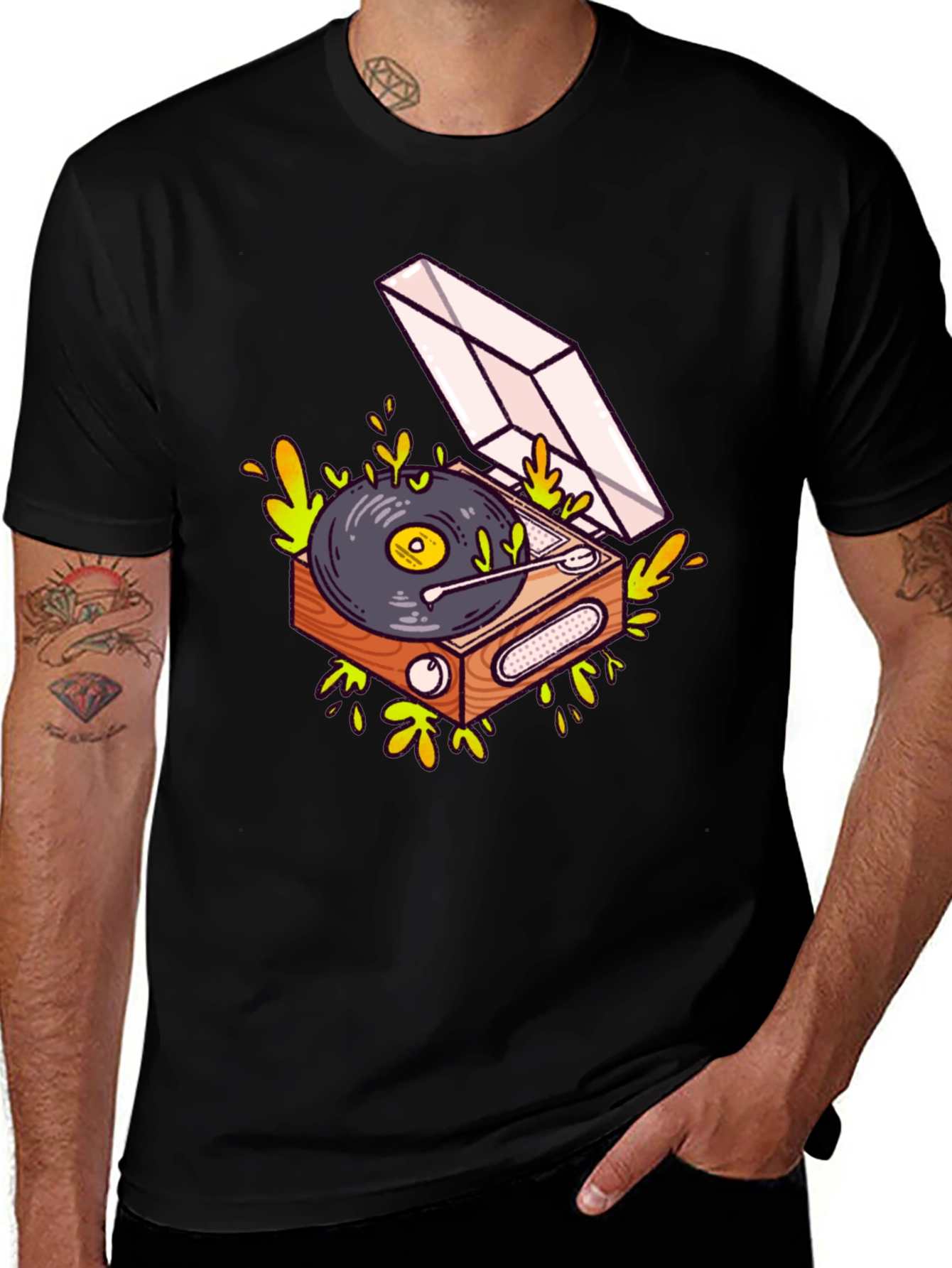 Variant 22 of Cool Turntable Graphic Black Tee