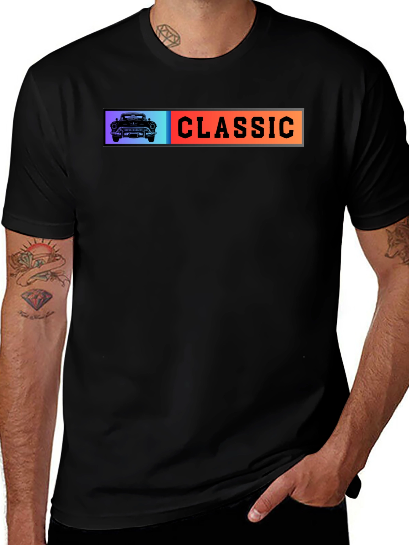 Variant 27 of Classic Car Graphic T-Shirt - Black