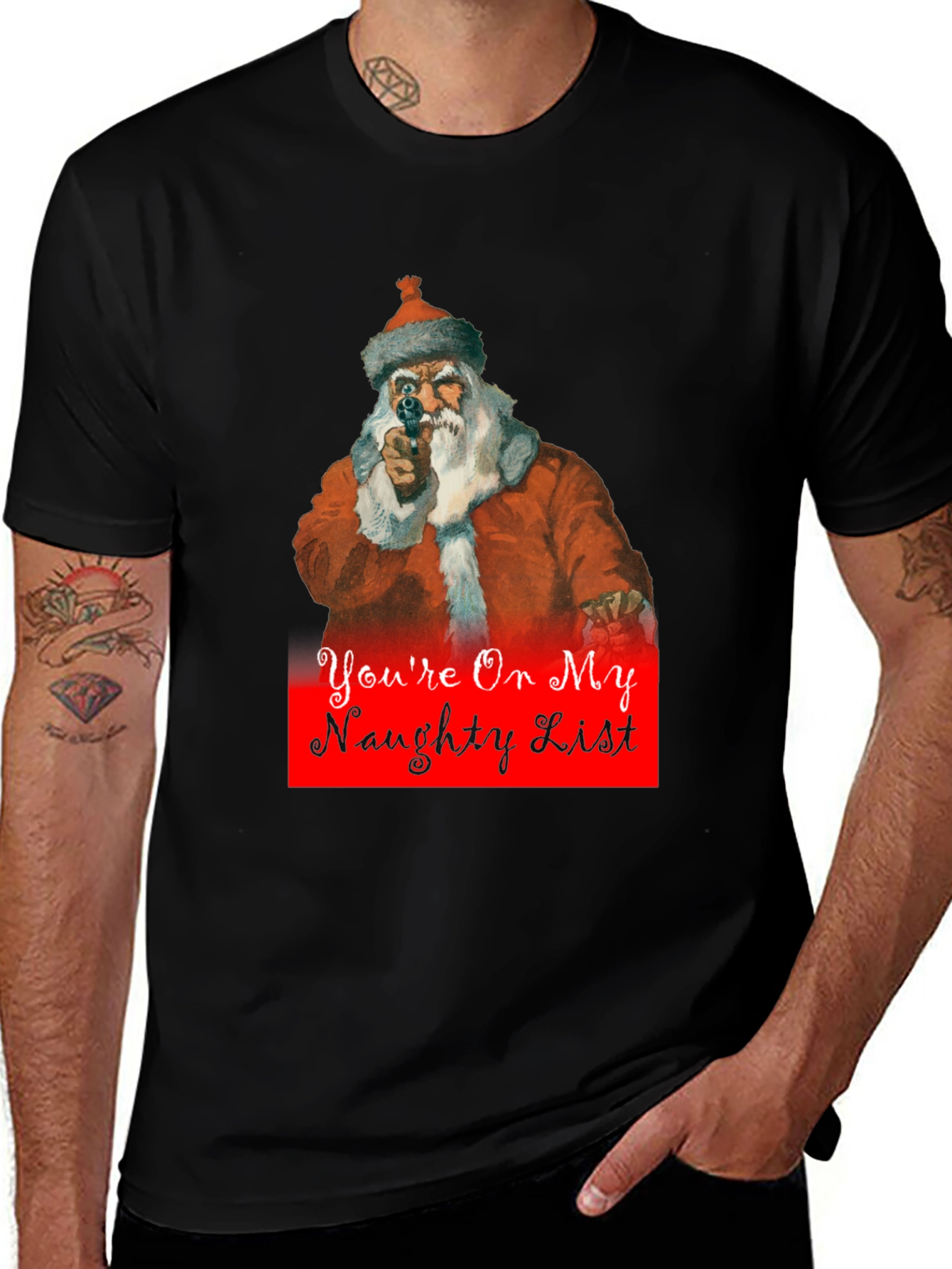 Naughty List Santa T-Shirt - Holiday Humor