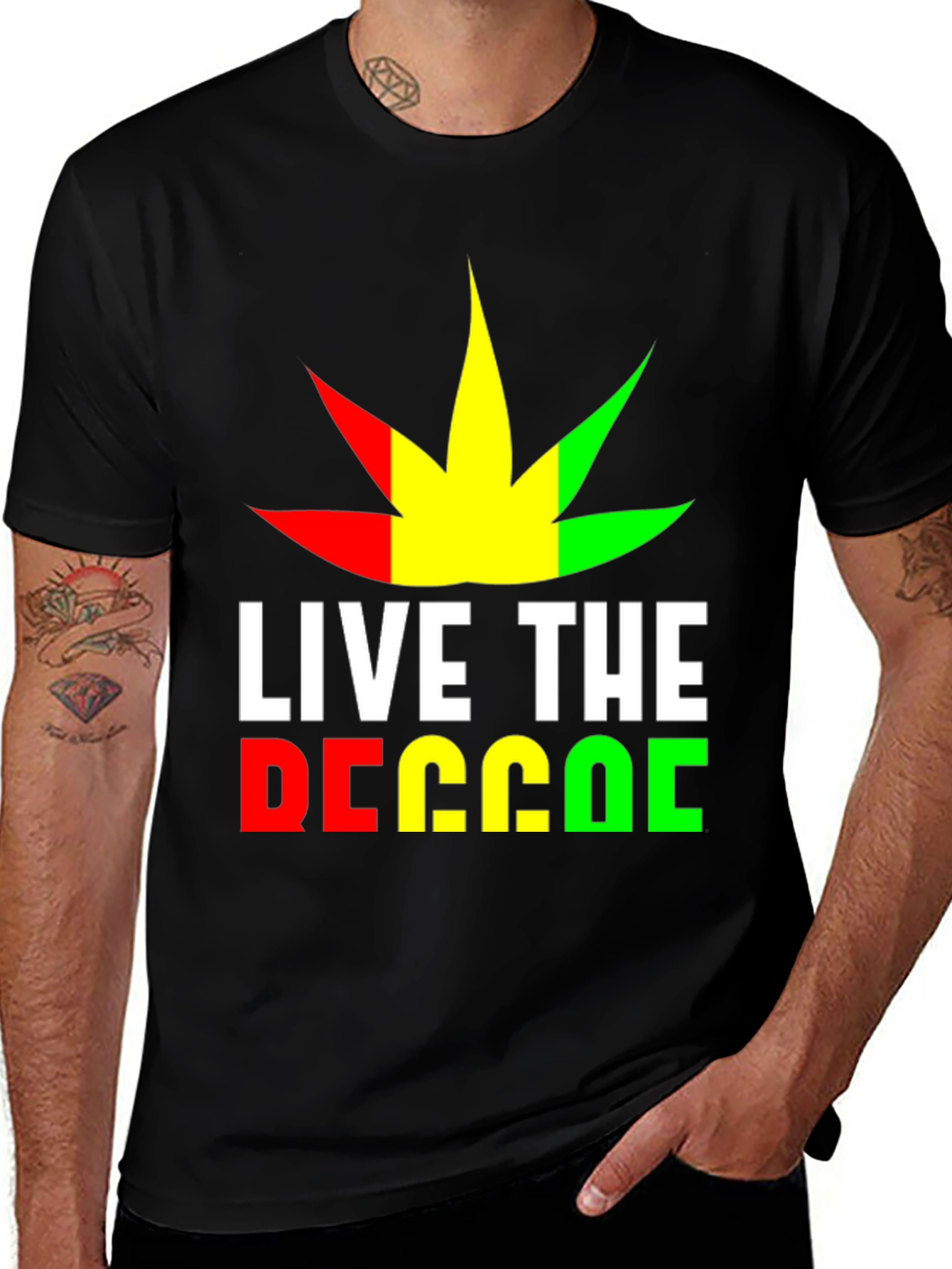 Variant 7 of Live the Reggae T-Shirt - Rasta Colors