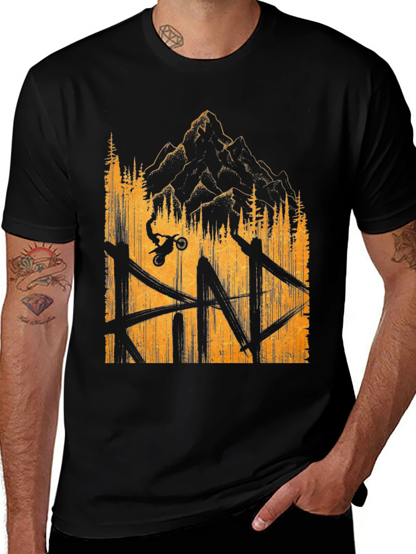 Variant 21 of Mountain Bike Graphic Tee - Black Casual T-Shirt