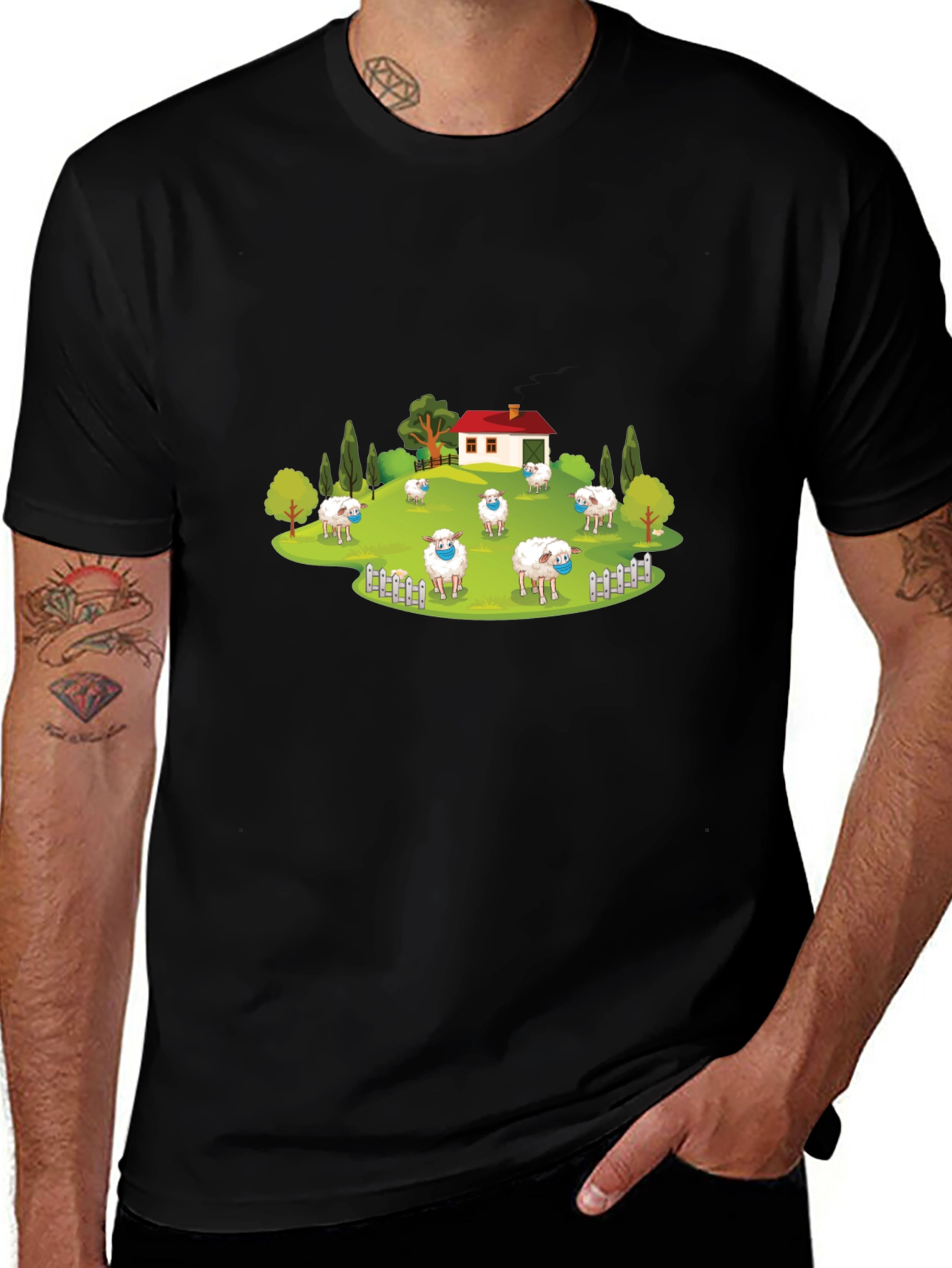 Variant 21 of Masked Sheep Meadow Graphic T-Shirt