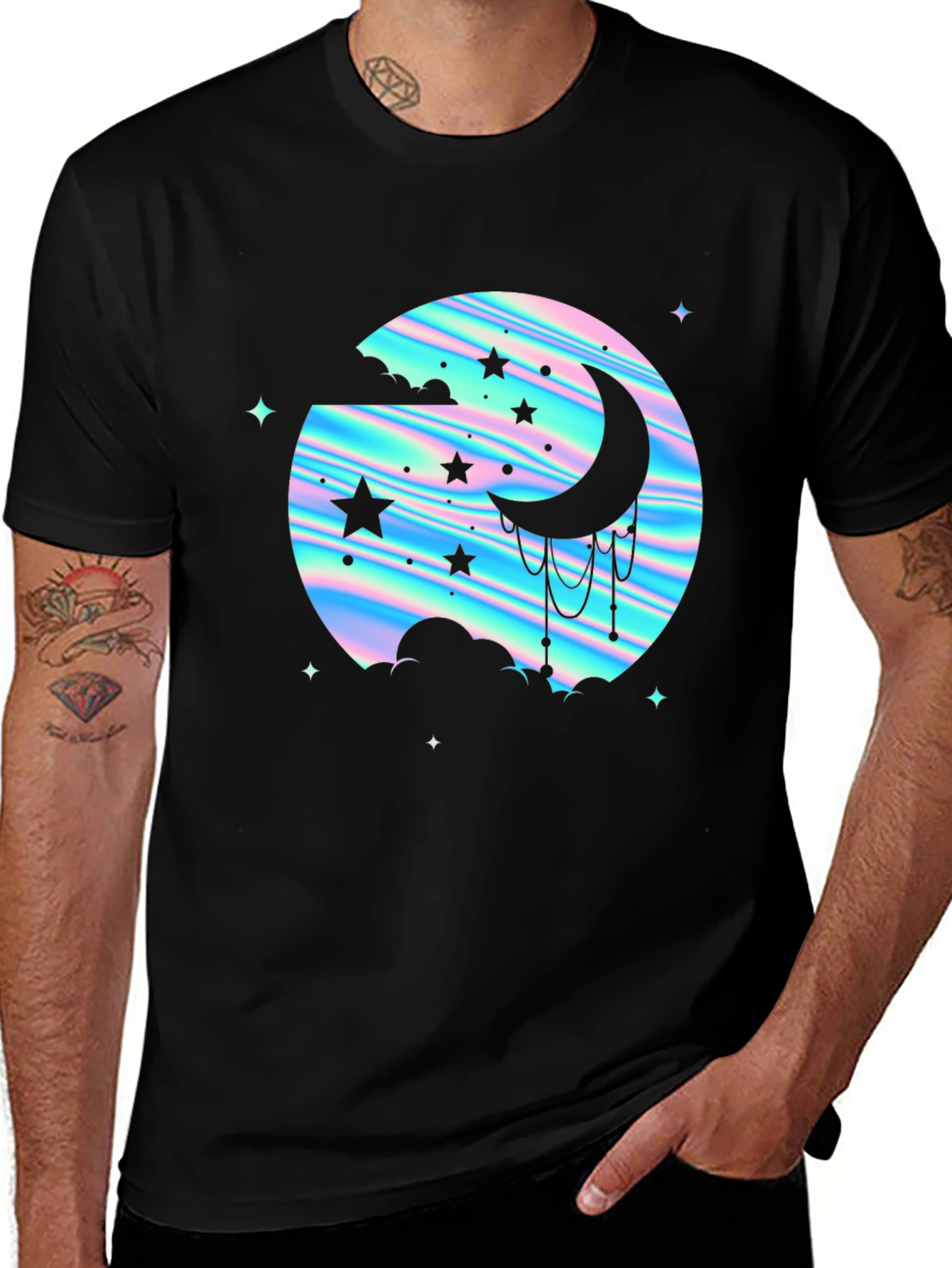 Variant 8 of Mystic Moon & Stars Graphic Tee - Black