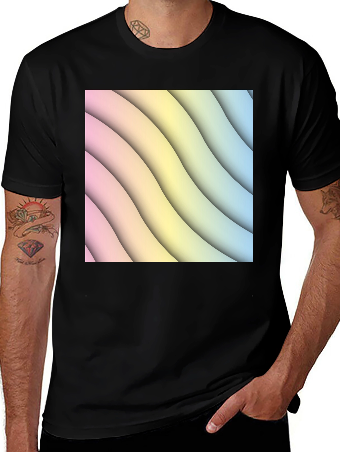 Variant 5 of Abstract Wave T-Shirt - Trendy Black Tee