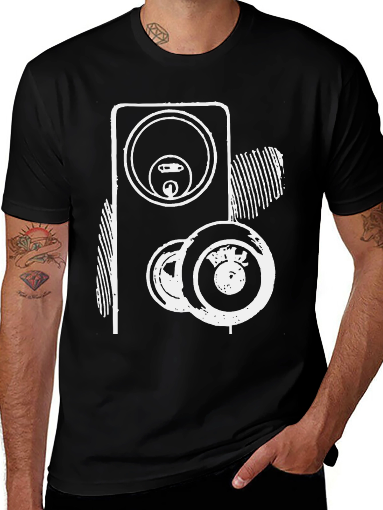 Variant 30 of Retro Camera Graphic Tee - Classic Black Cotton Shirt