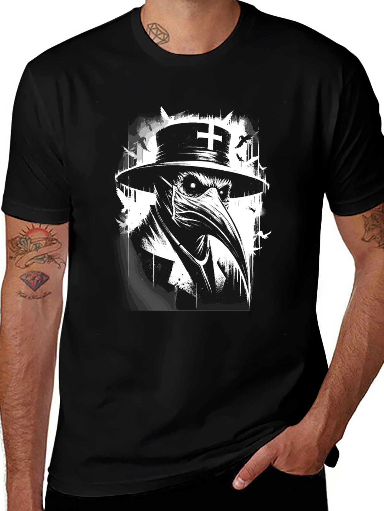 Variant 5 of Plague Doctor Graphic Tee - Black