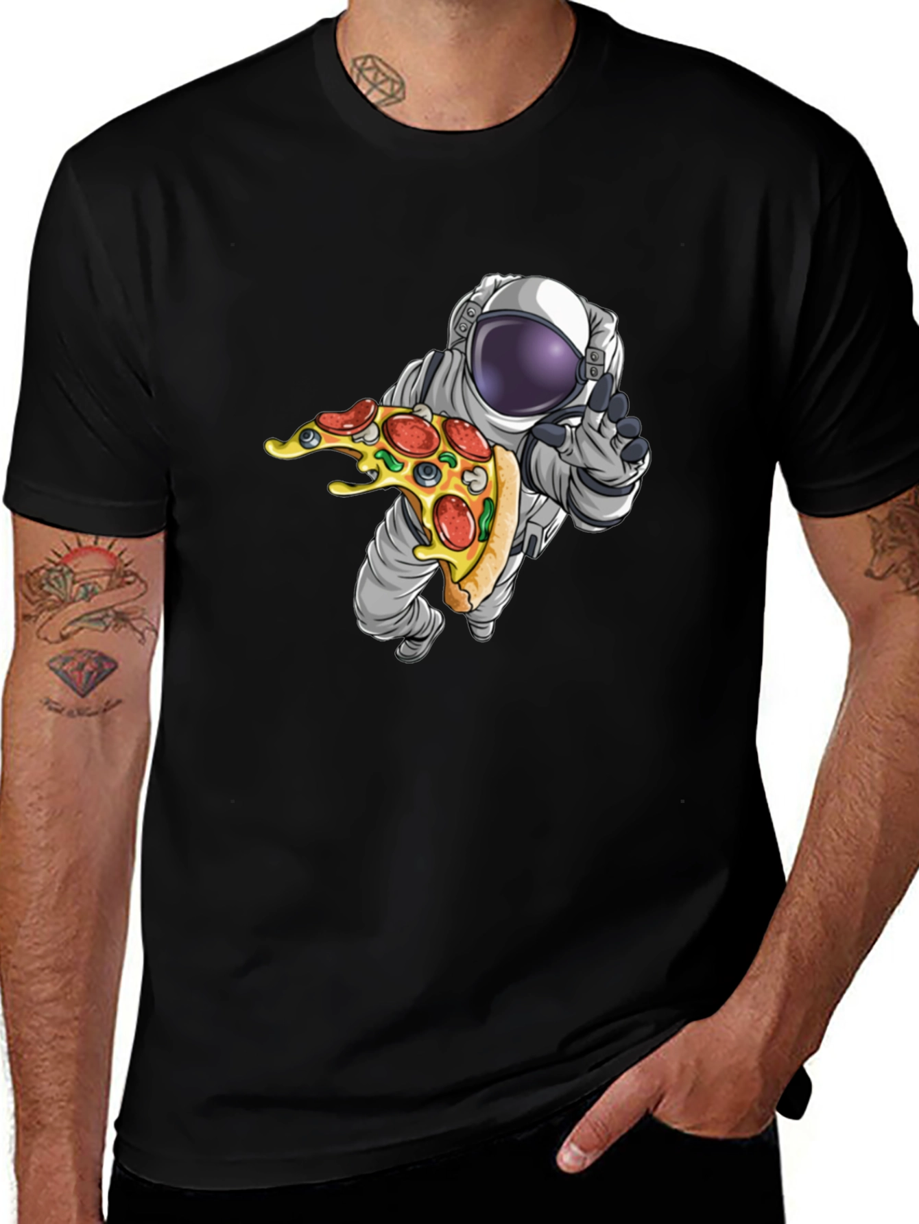 Variant 14 of Astronaut Pizza Graphic T-Shirt