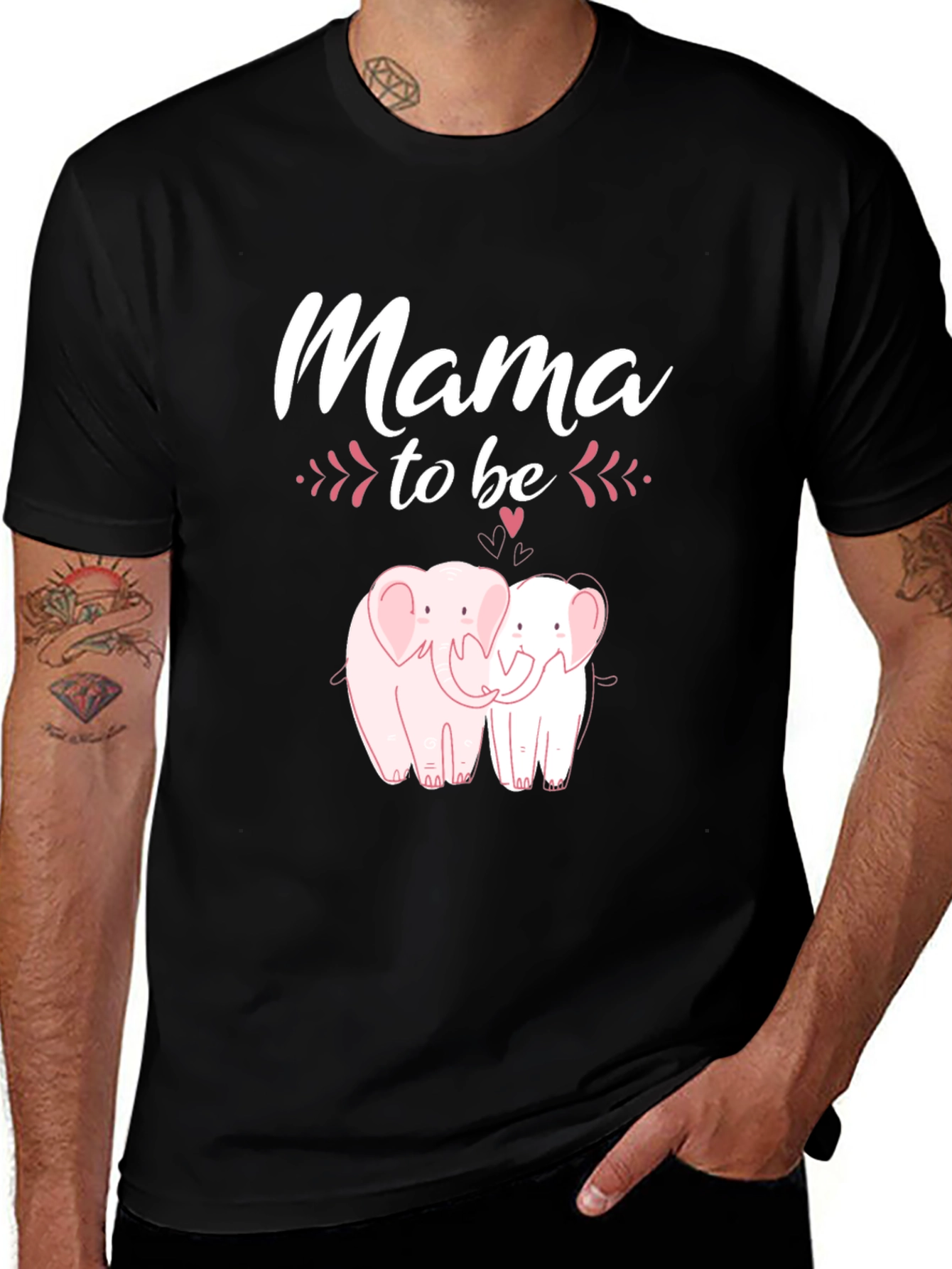 Variant 25 of Mama To Be Elephant Graphic Tee - Black