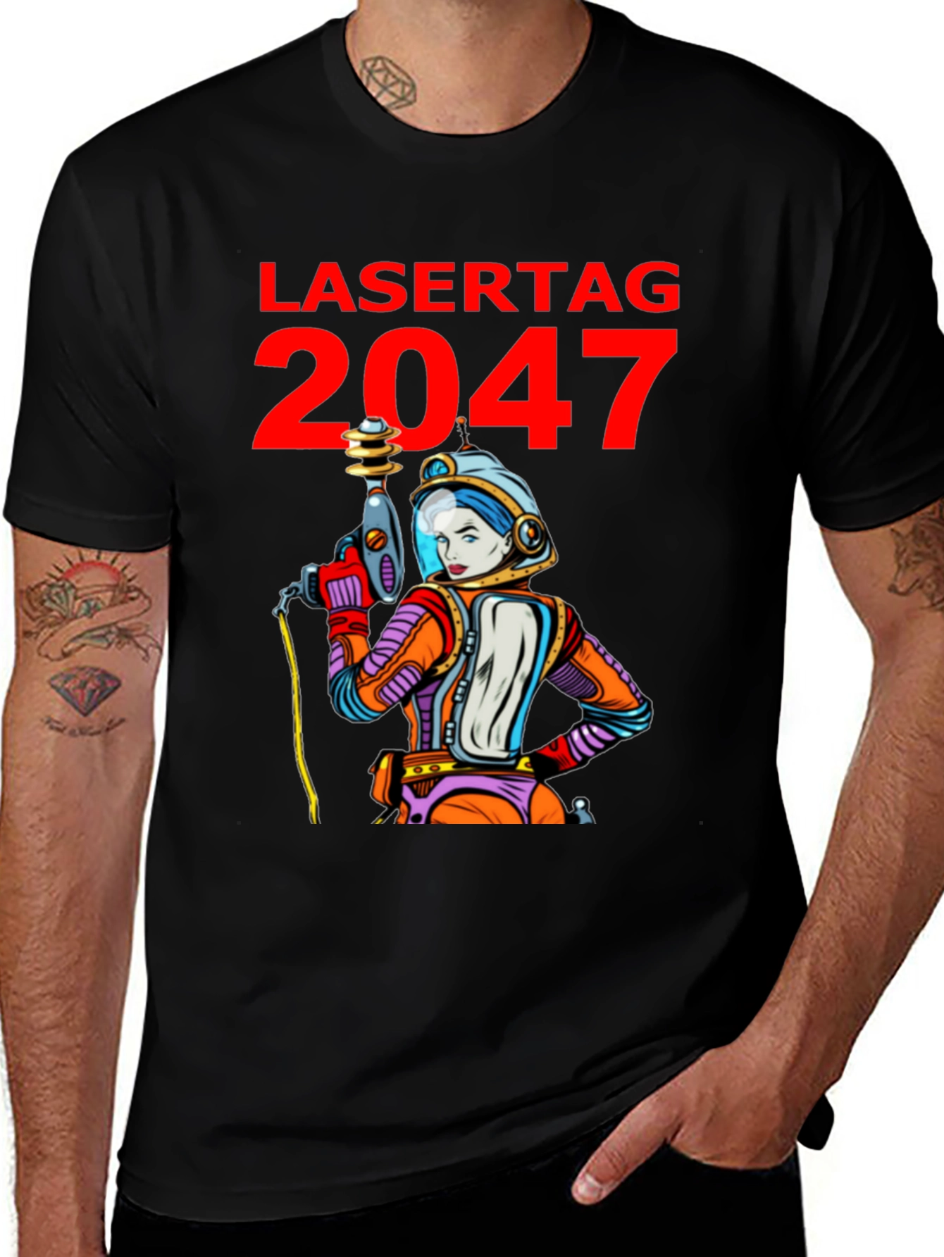 Variant 15 of Lasertag 2047 Graphic T-Shirt - Sci-Fi Retro Tee