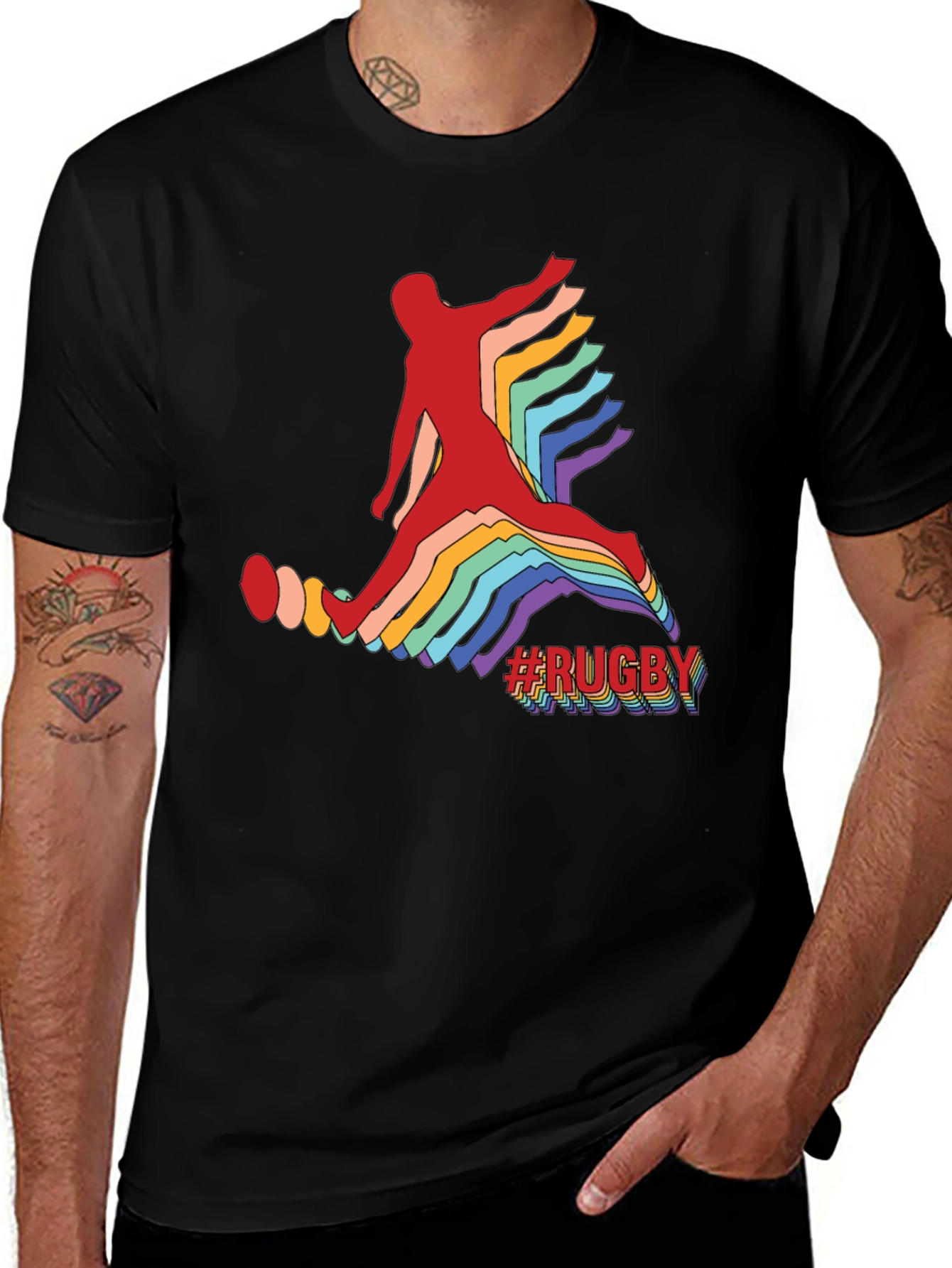 Men's Rugby Graphic Tee - Retro Athlete Design