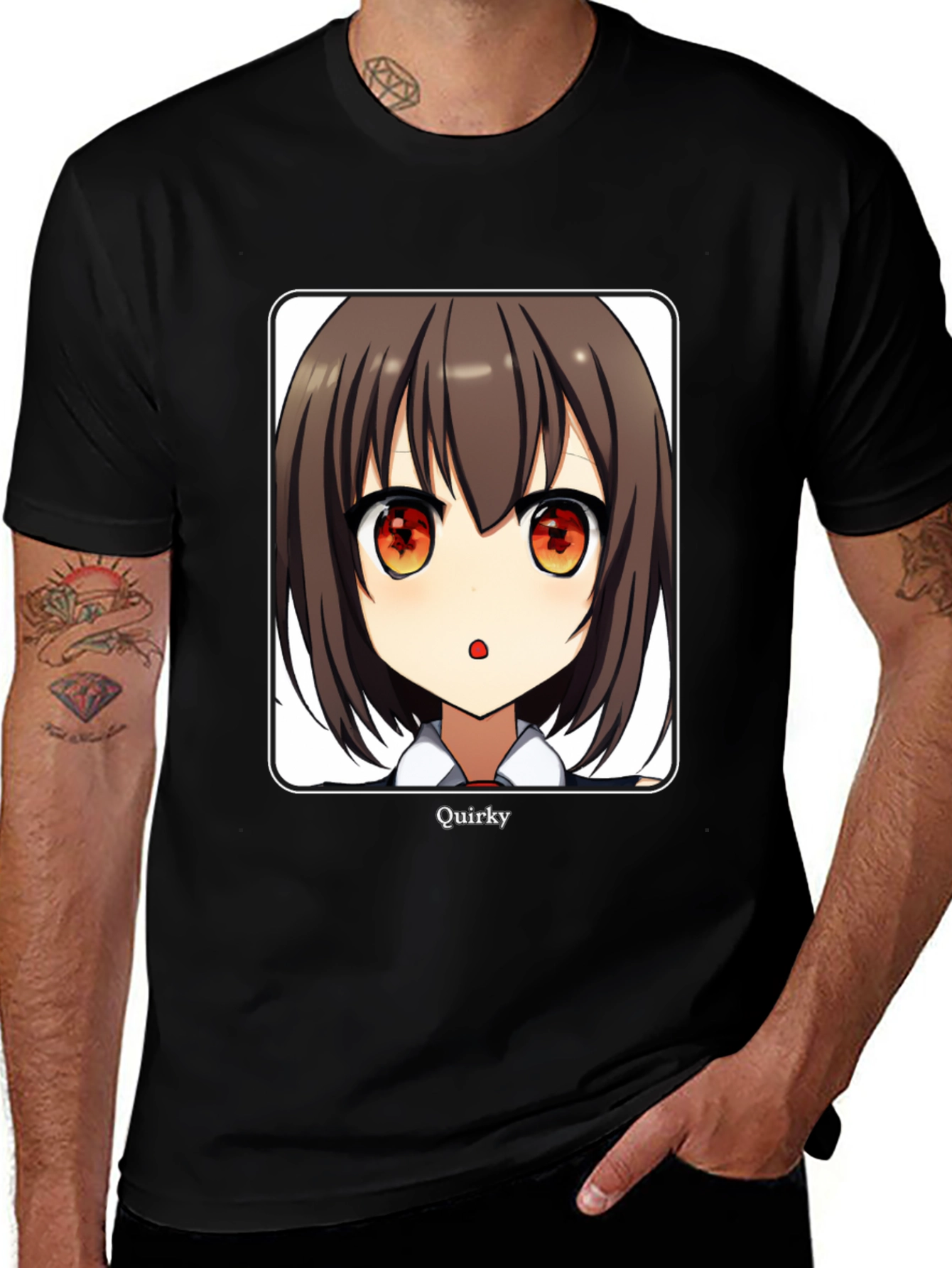 Variant 29 of Quirky Anime Girl Graphic Black T-Shirt