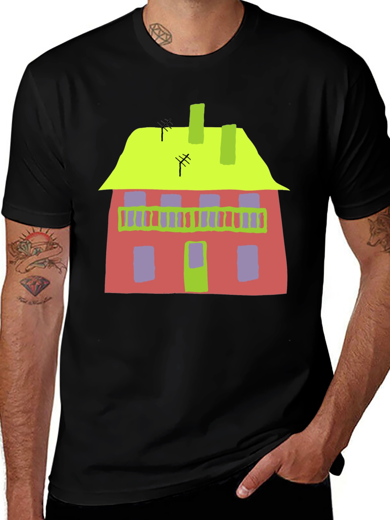 Variant 13 of Abstract House Graphic Tee - Quirky Style
