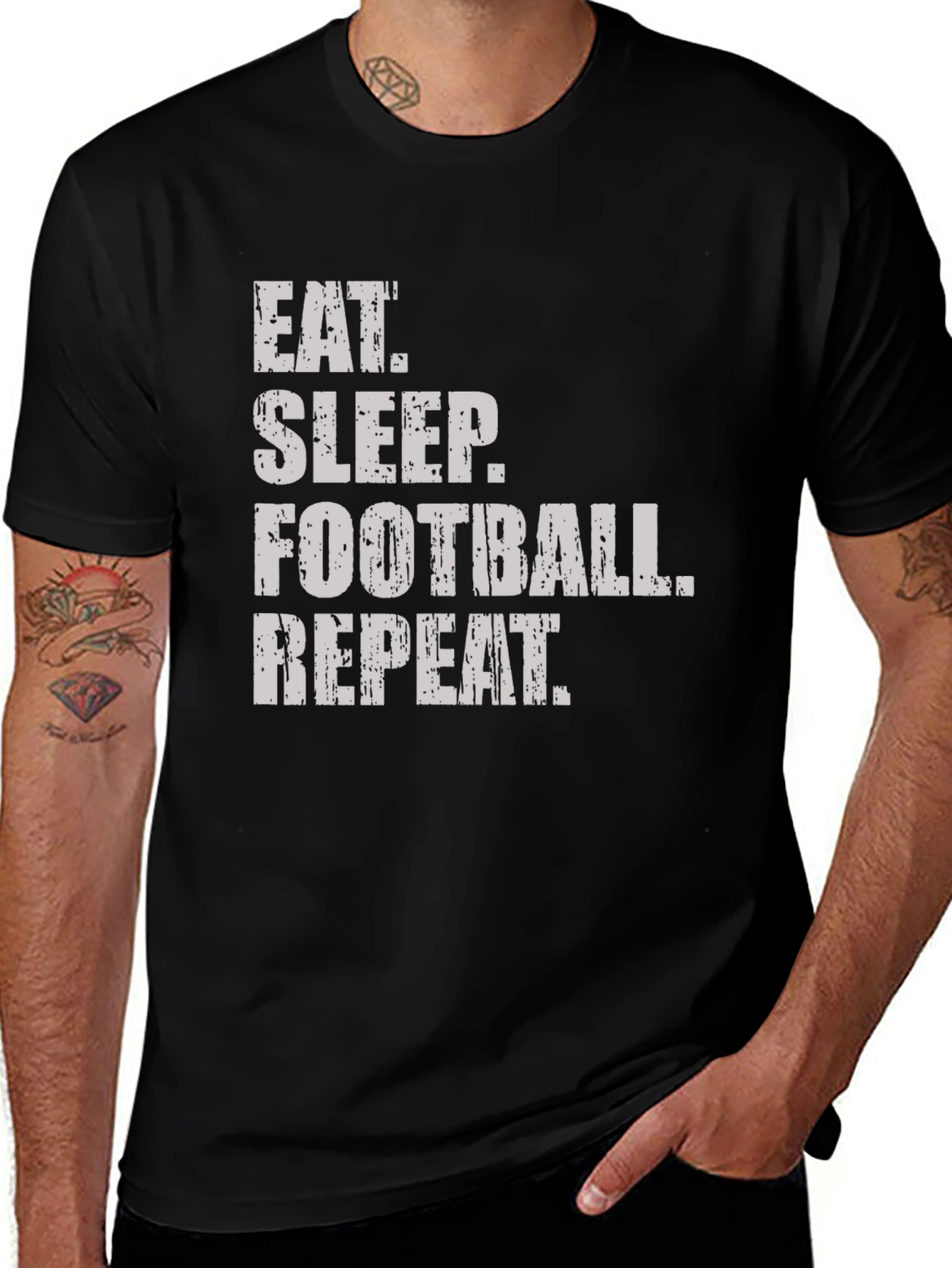 Variant 13 of Eat Sleep Football Repeat Black T-Shirt