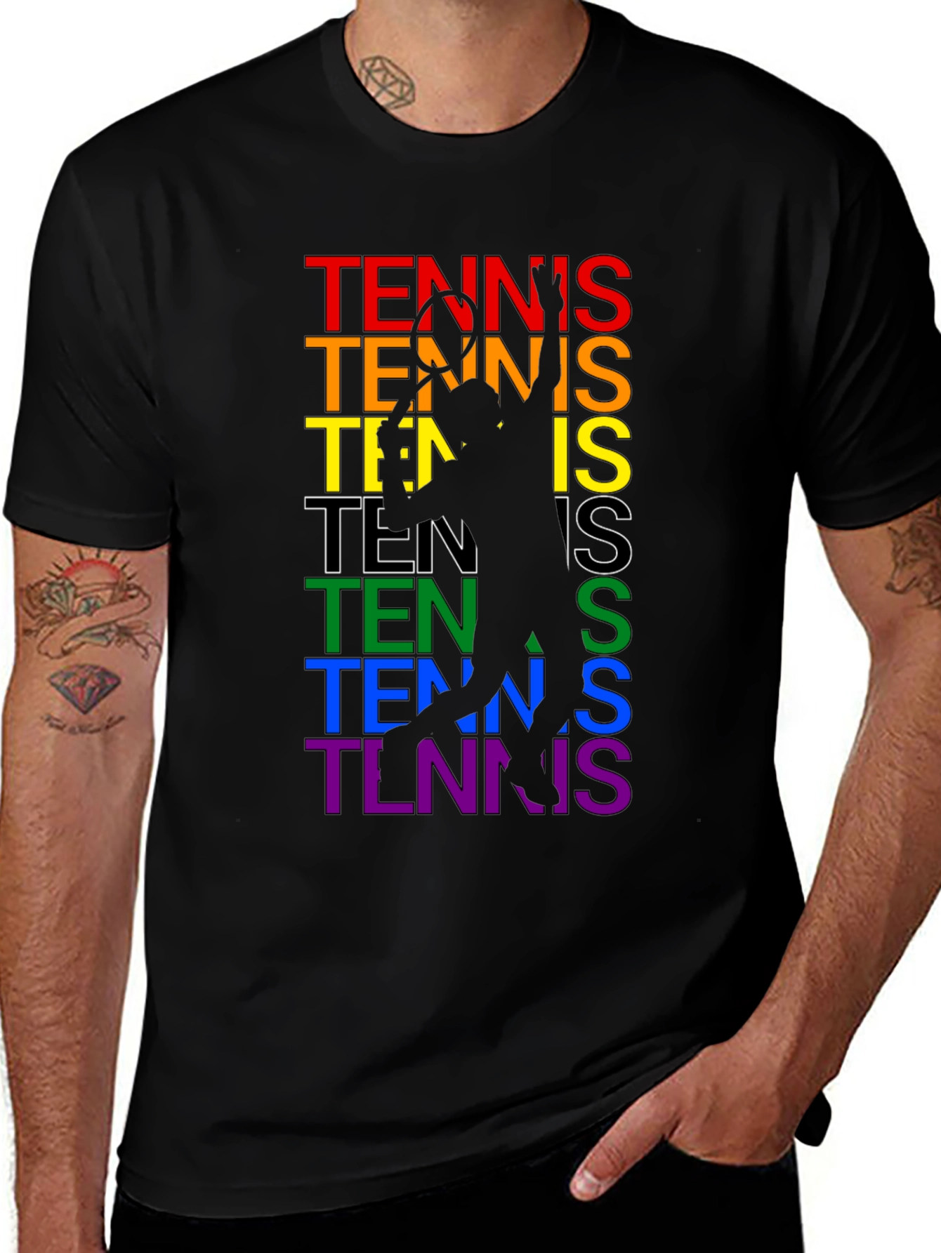 Variant 10 of Rainbow Tennis Silhouette T-Shirt
