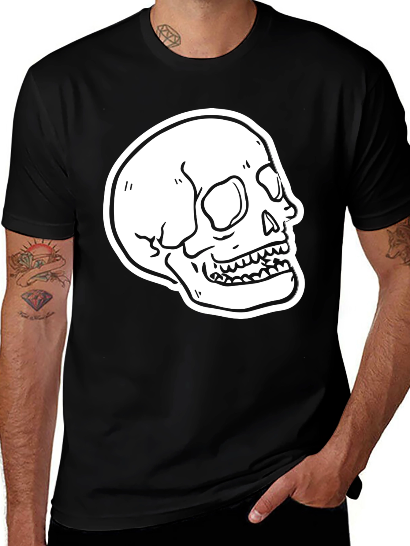 Variant 18 of Skull Graphic Print Black T-Shirt