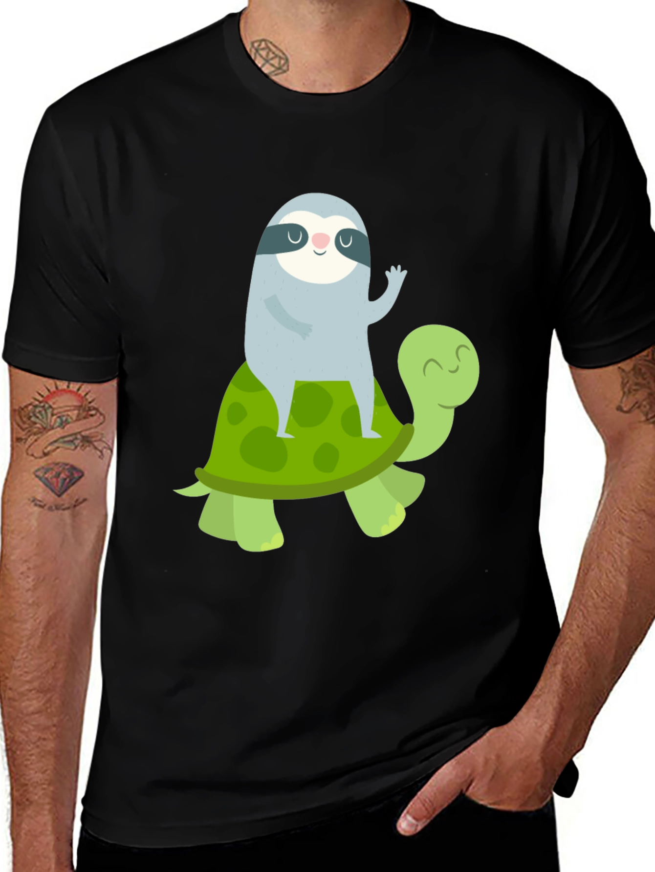 Variant 8 of Sloth Riding Turtle Graphic Tee