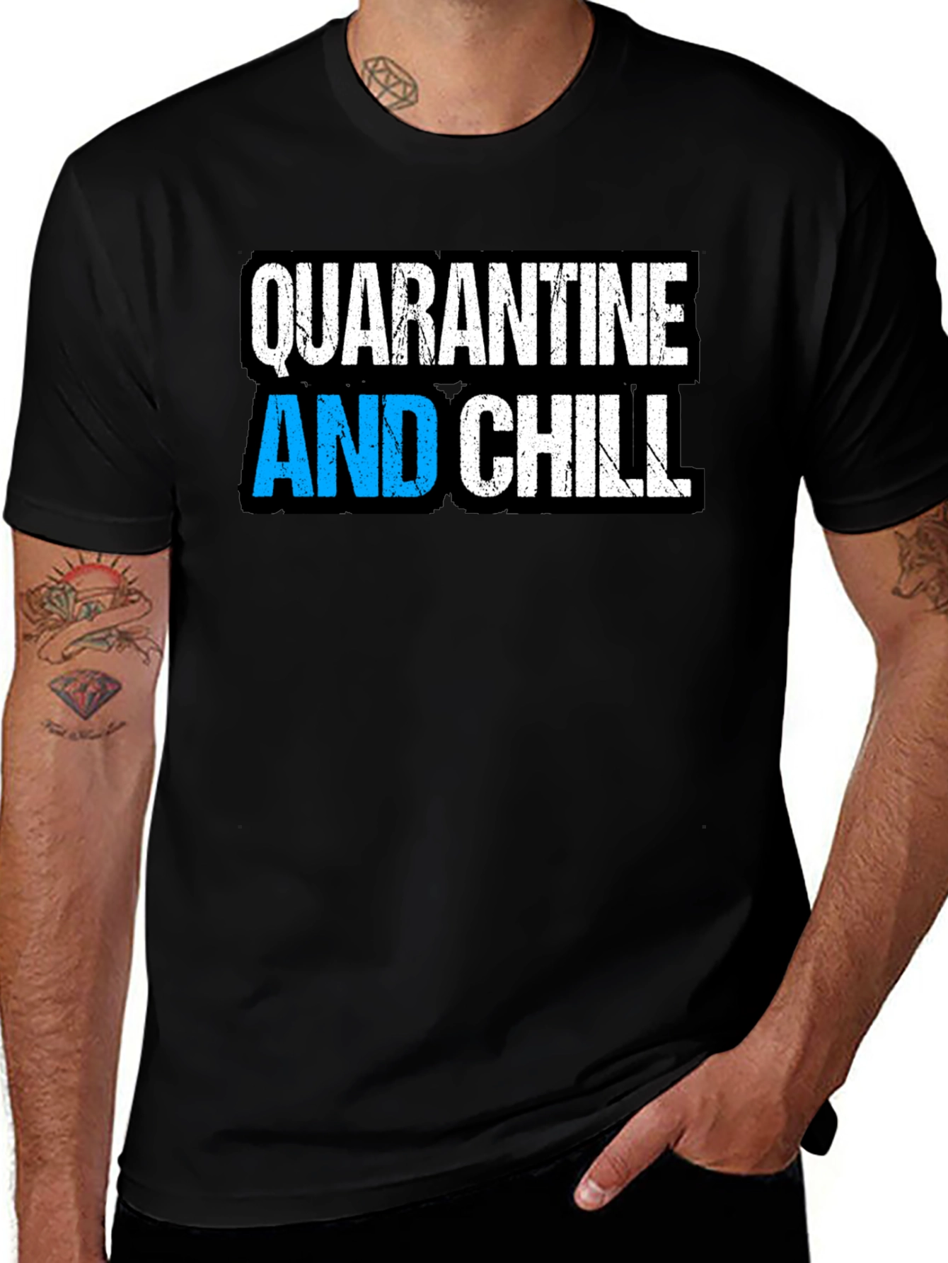 Variant 16 of Quarantine and Chill Black Graphic T-Shirt