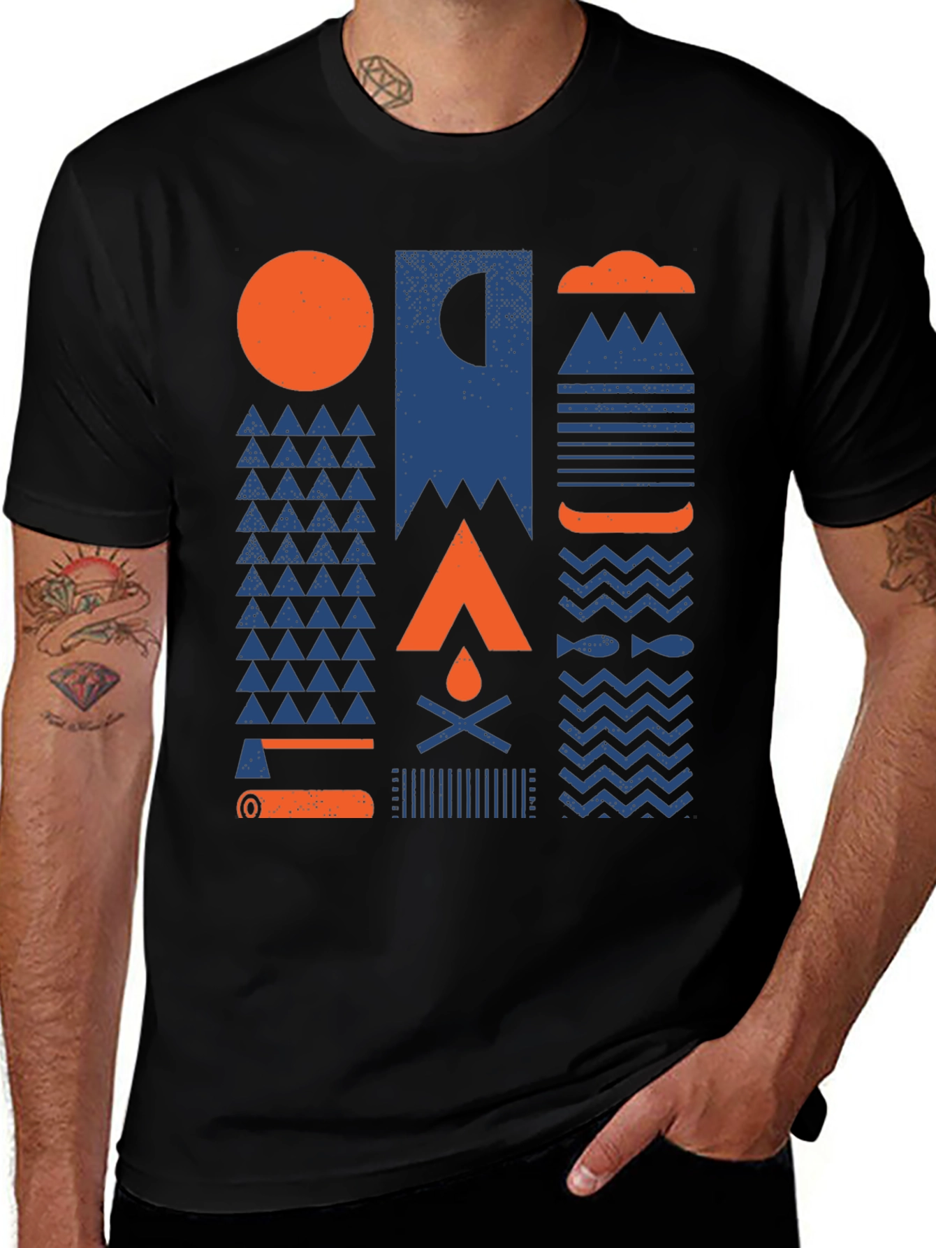 Variant 26 of Geometric Camping Graphic Tee - Adventure Ready Shirt