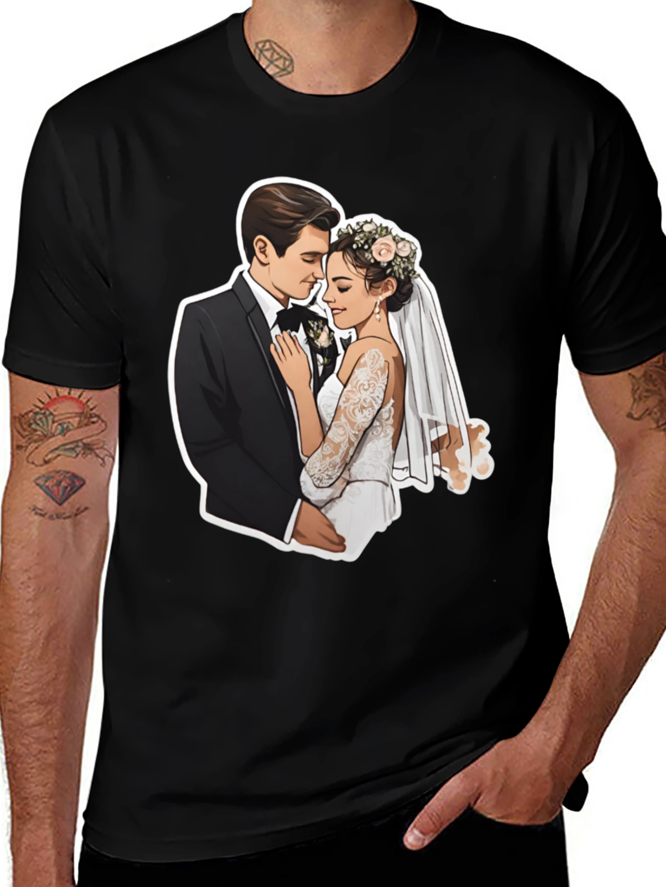 Variant 5 of Romantic Wedding Couple Graphic Tee