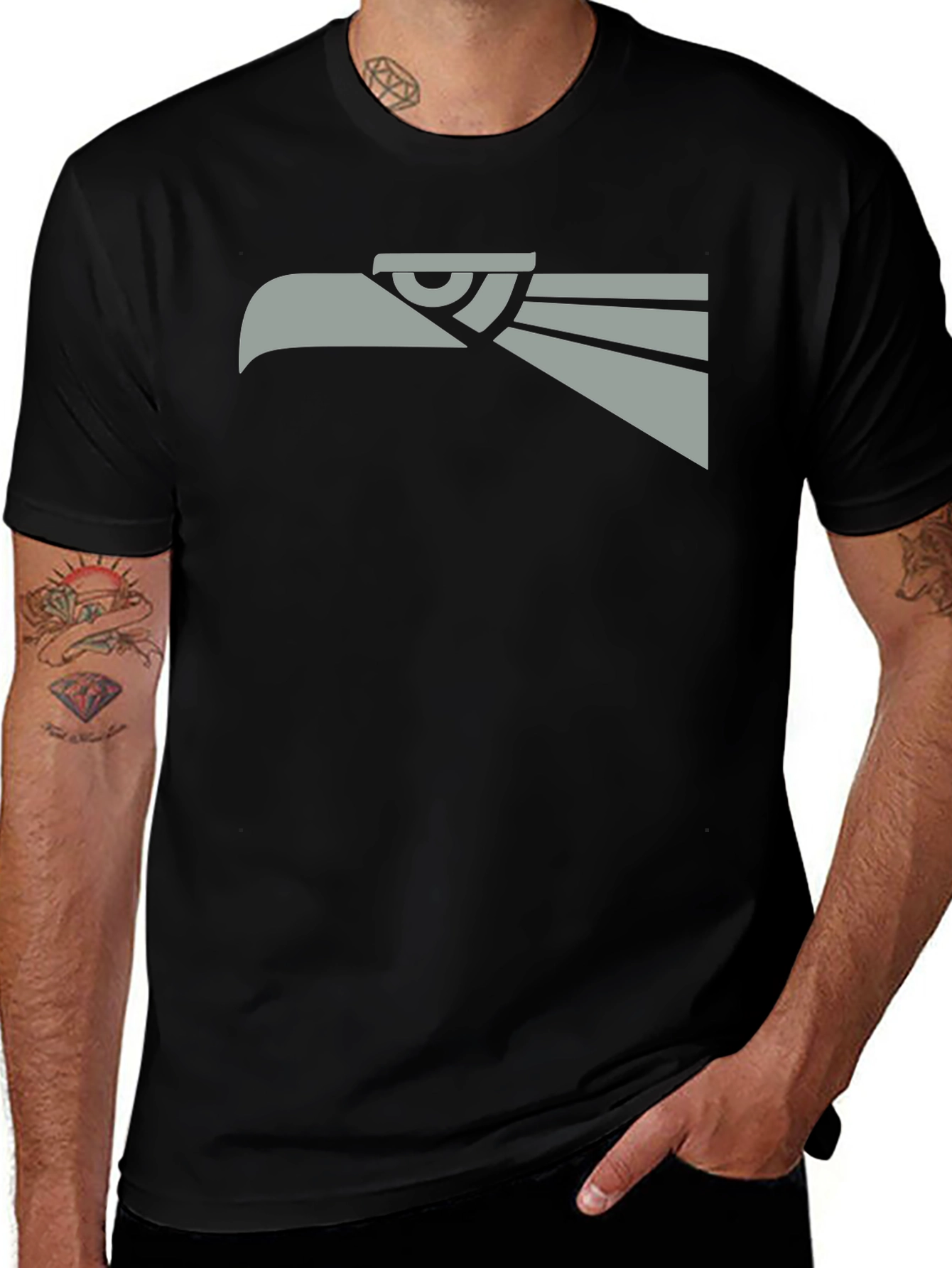Variant 13 of Bold Eagle Graphic Tee - Black Cotton Blend