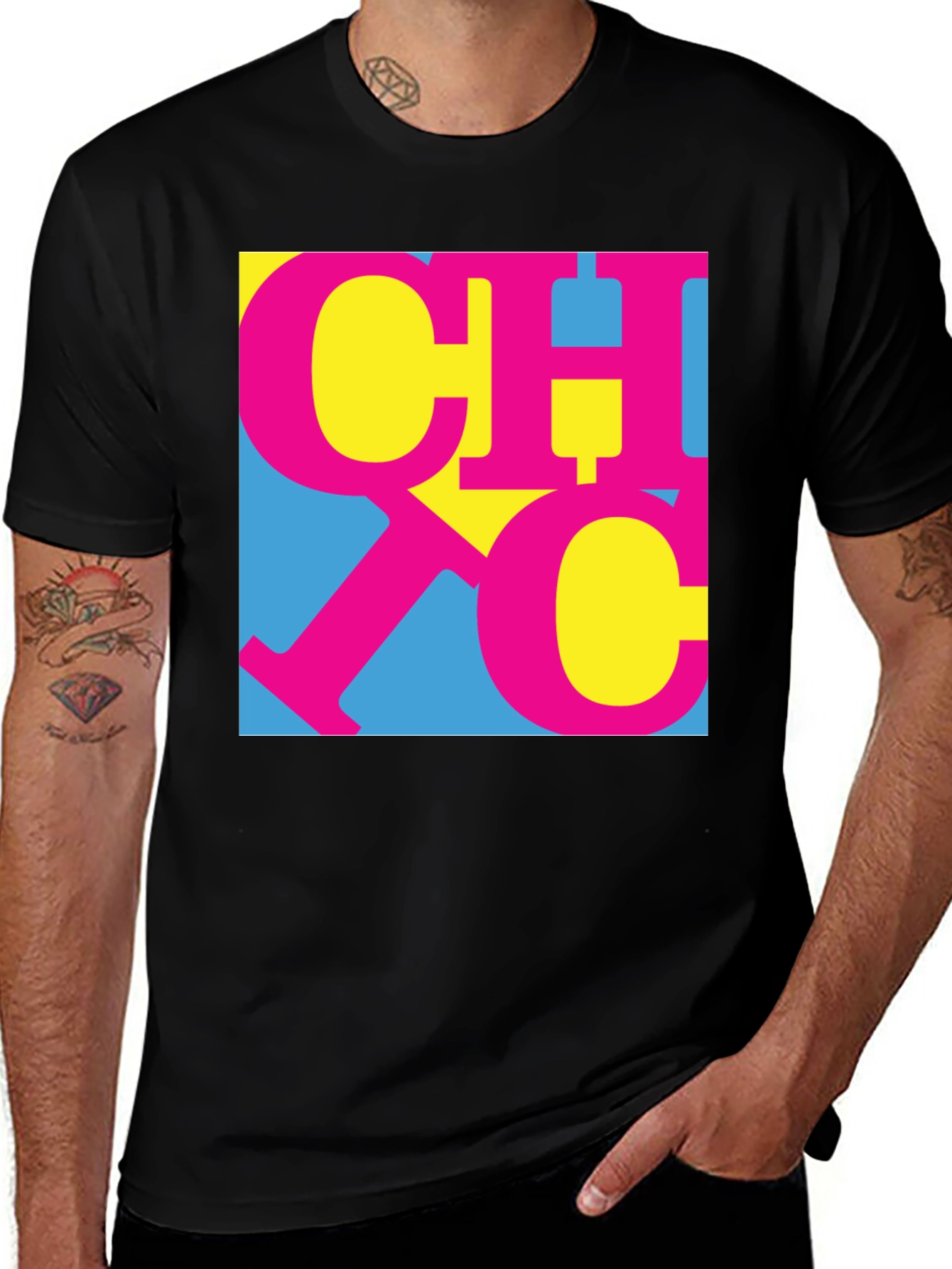 Variant 18 of Retro CHIC Graphic Tee - Black Cotton Blend