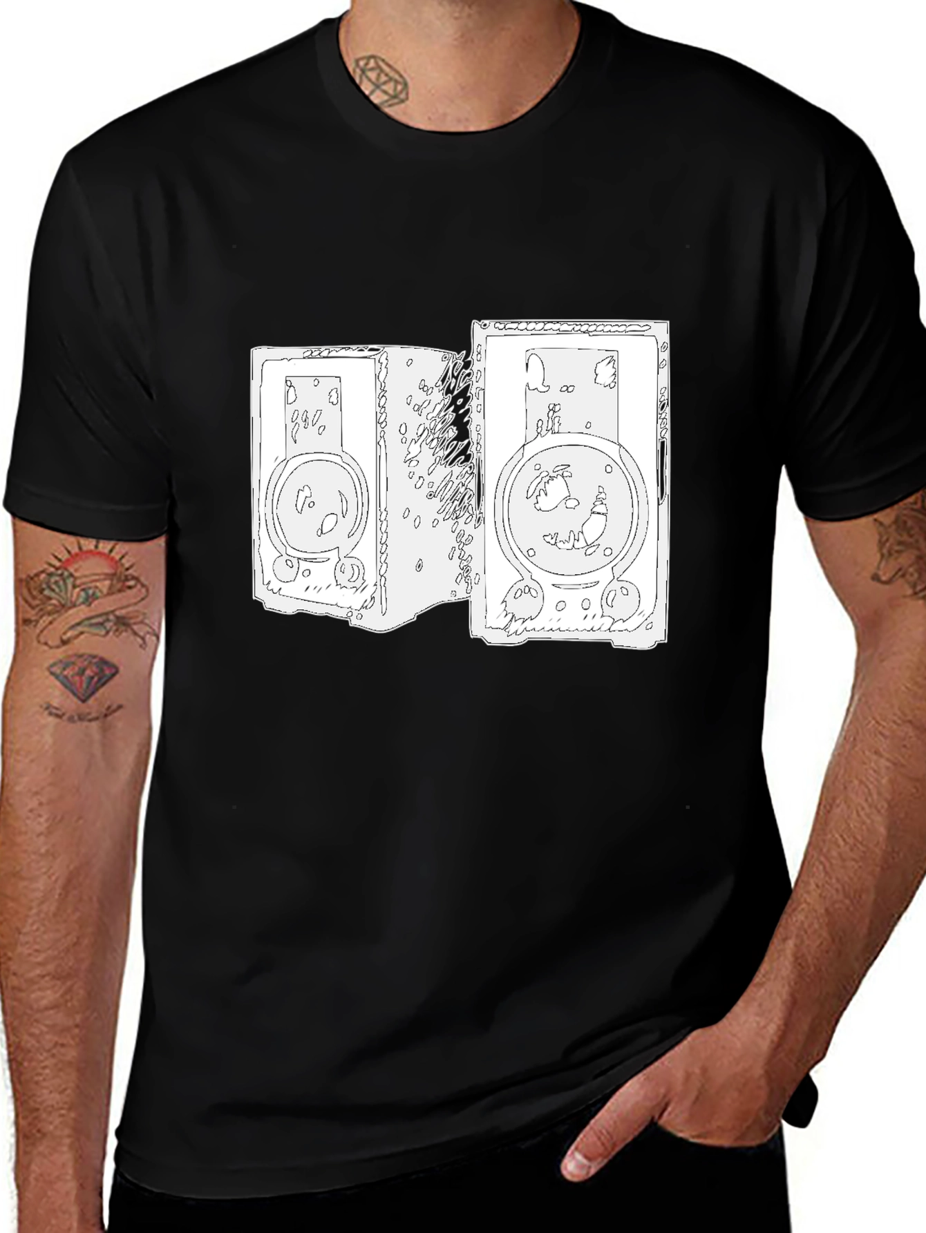 Variant 25 of Speaker Graphic Tee - Black Casual T-Shirt