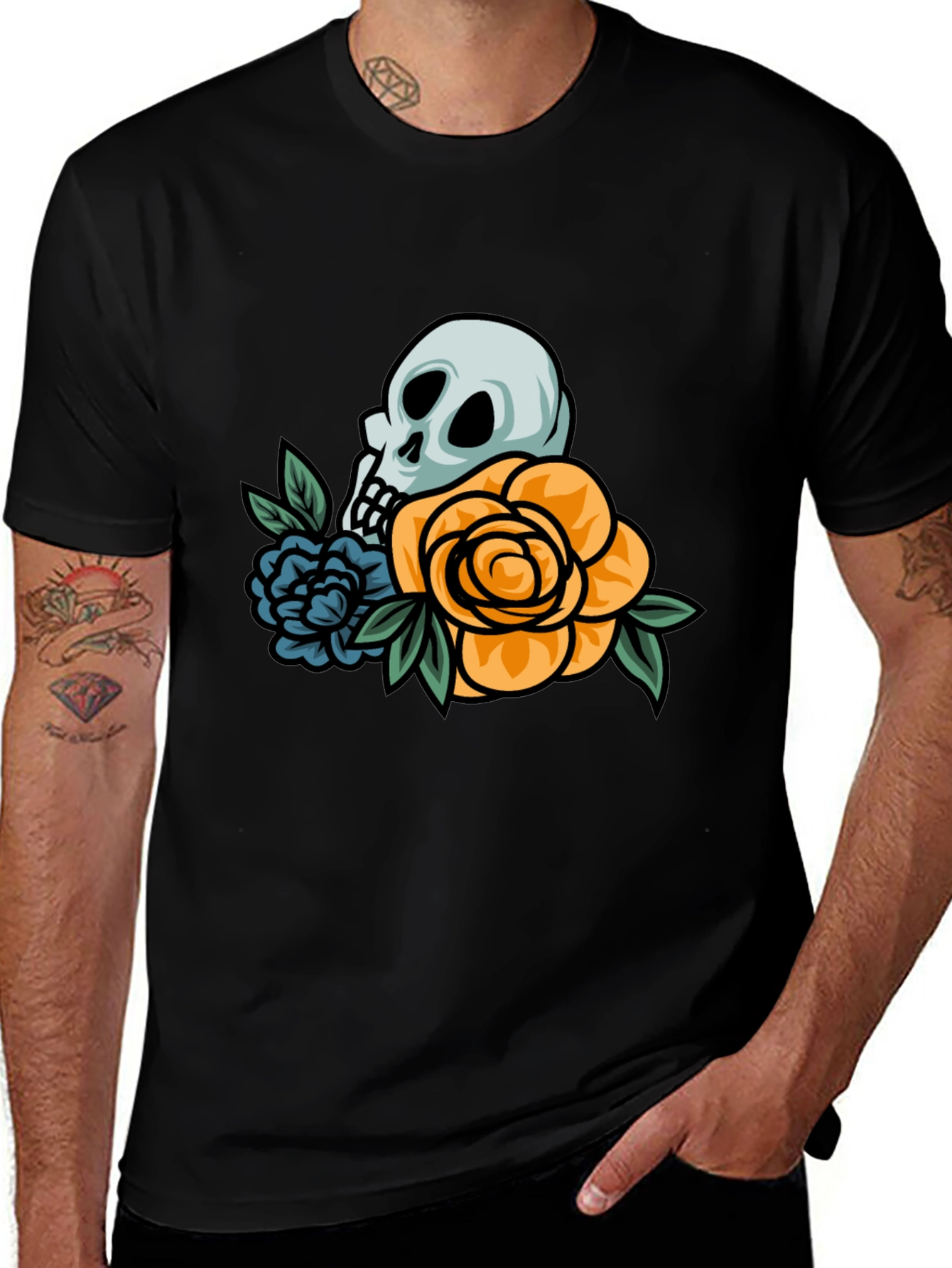 Variant 6 of Skull & Roses Graphic T-Shirt
