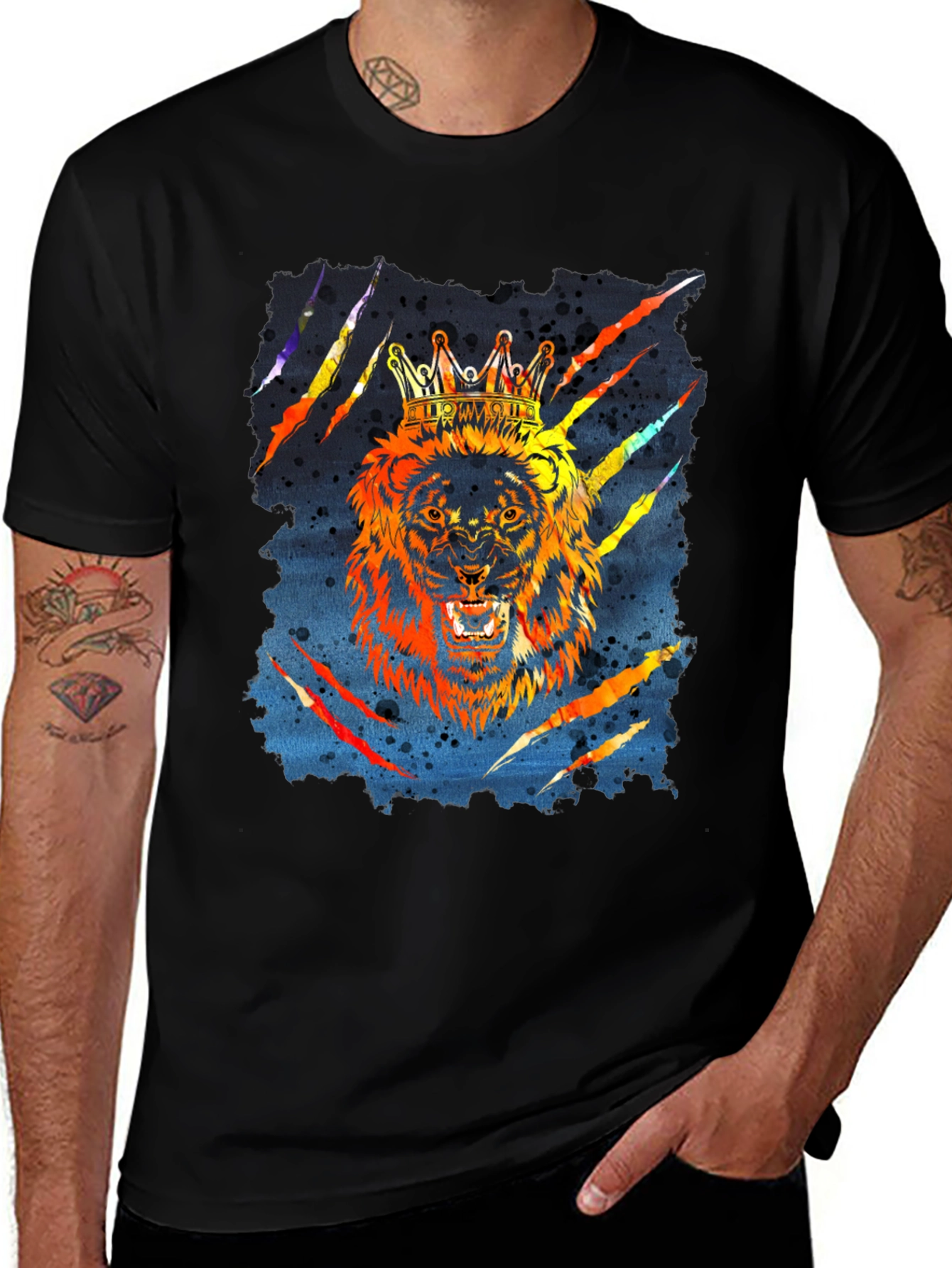 Variant 21 of King Lion Graphic T-Shirt - Mens Black Tee