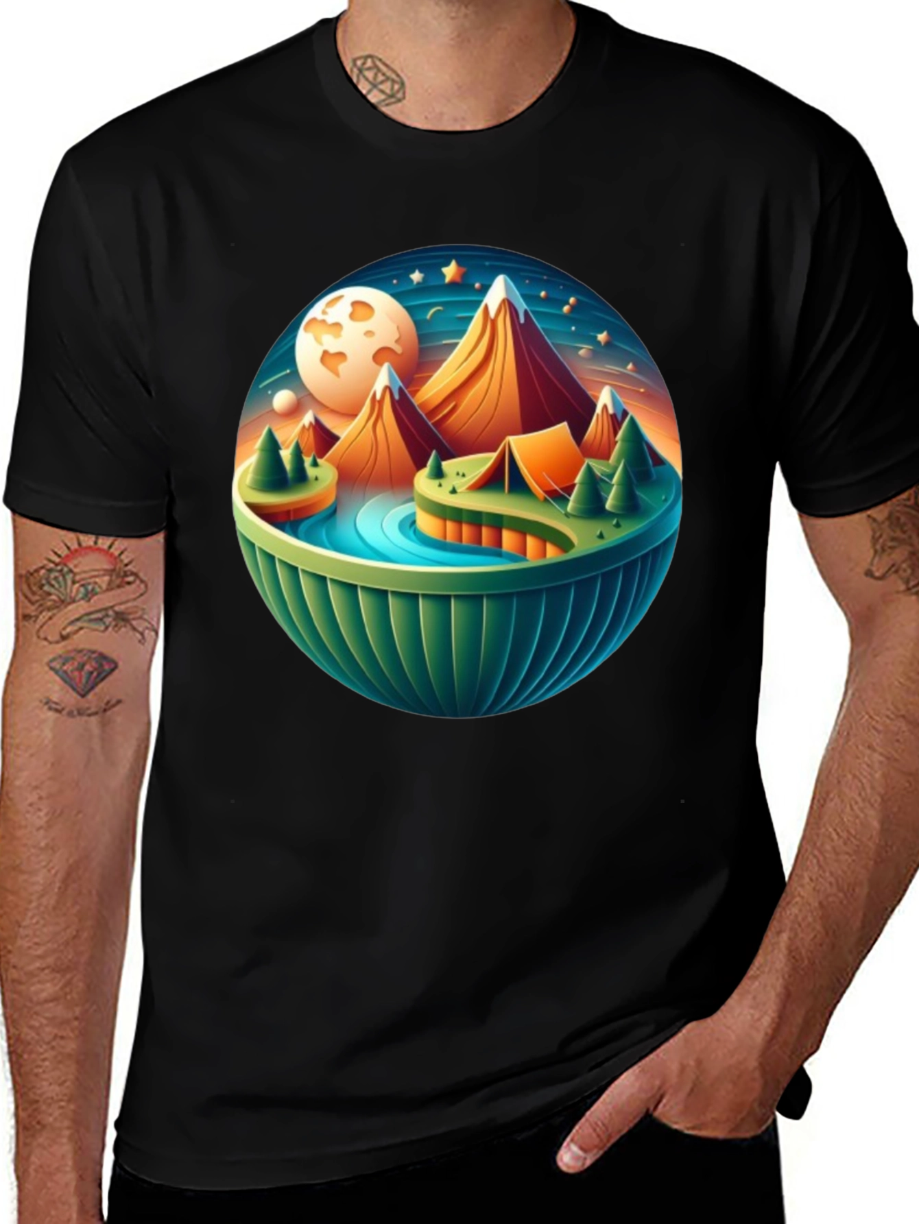 Variant 10 of Mountain Moon Landscape Graphic Tee