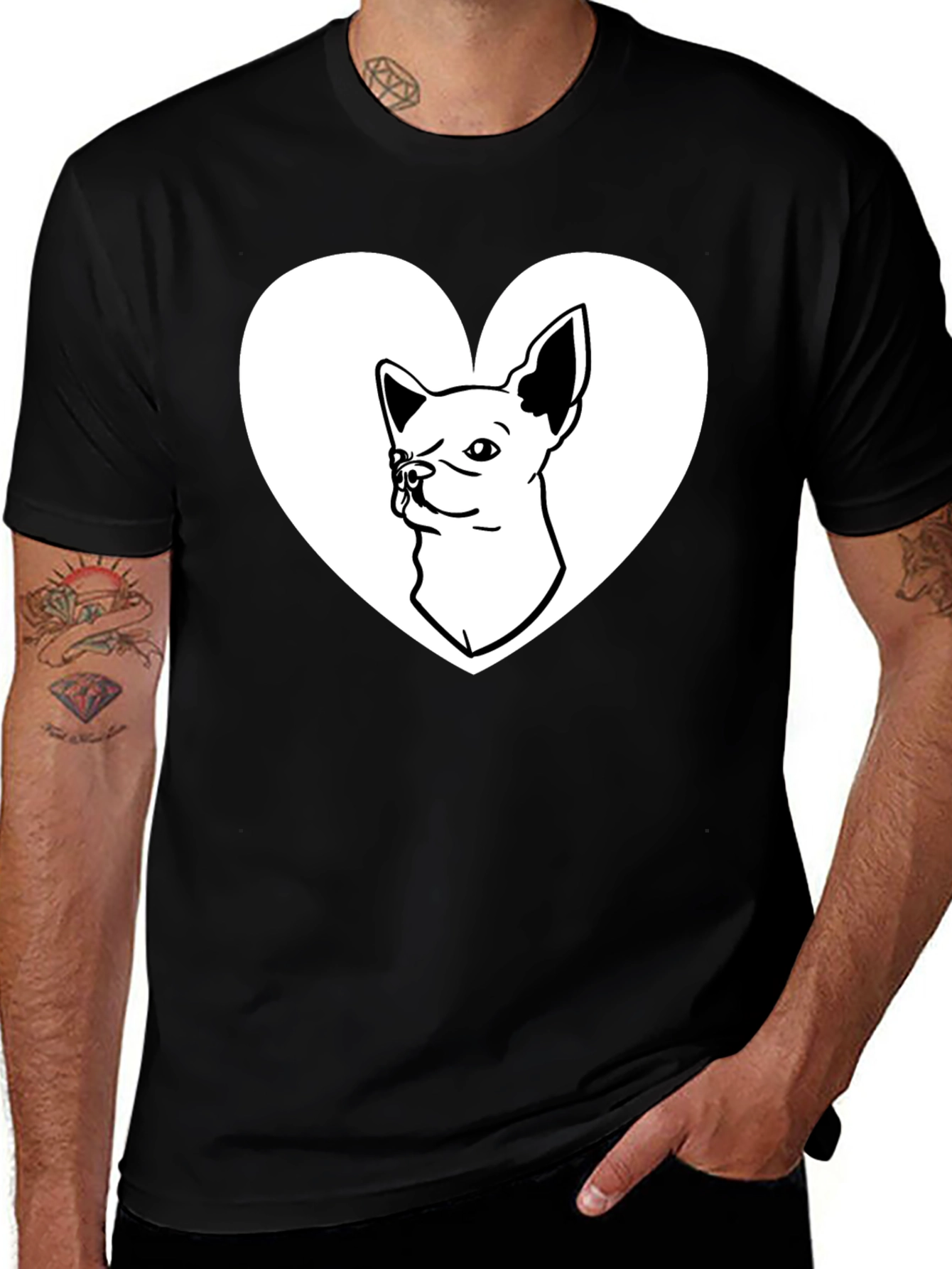 Variant 3 of Chihuahua Heart Graphic Tee - Love My Dog Shirt
