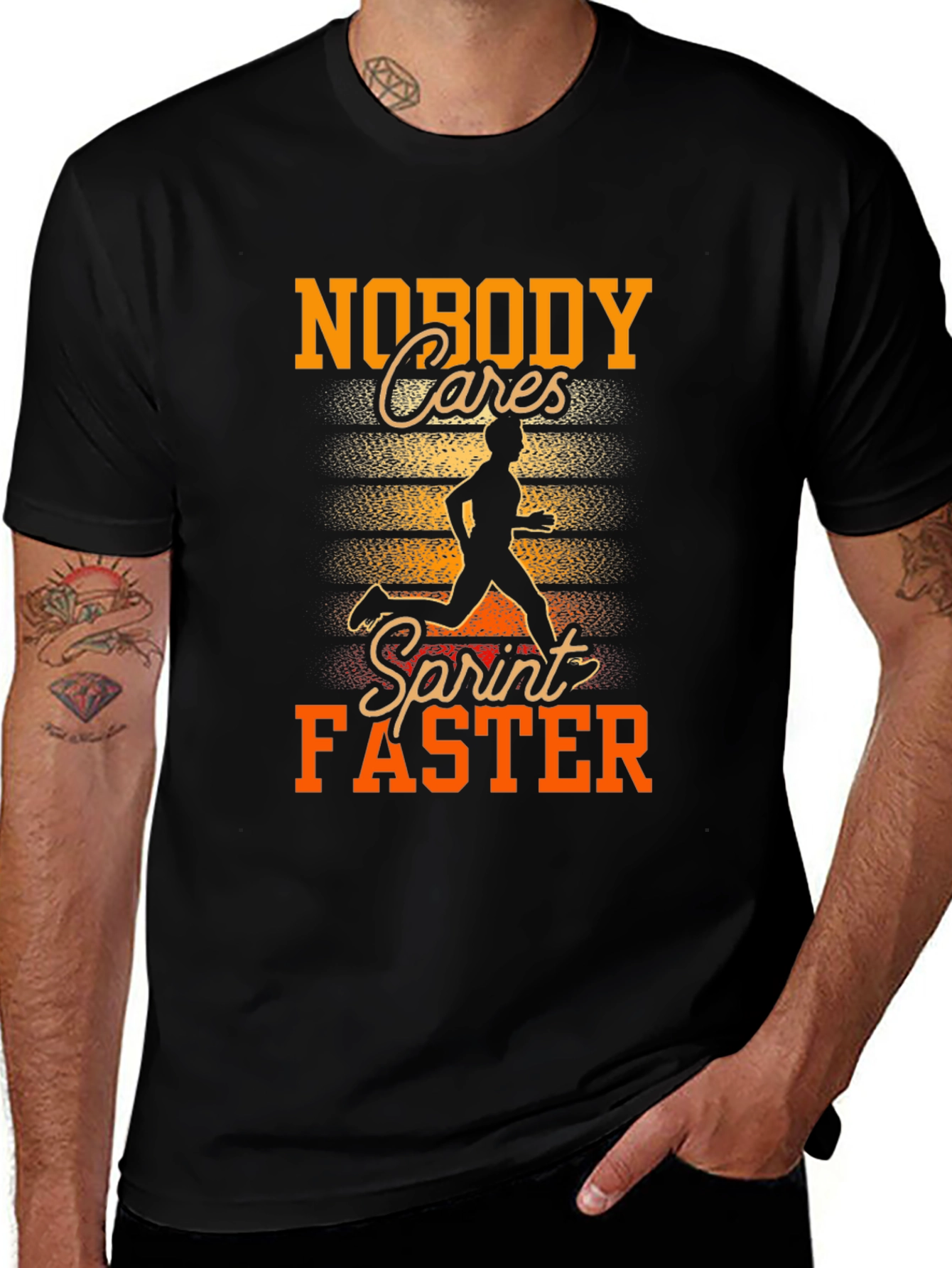 Variant 19 of Nobody Cares Sprint Faster Graphic Tee - Running T-Shirt