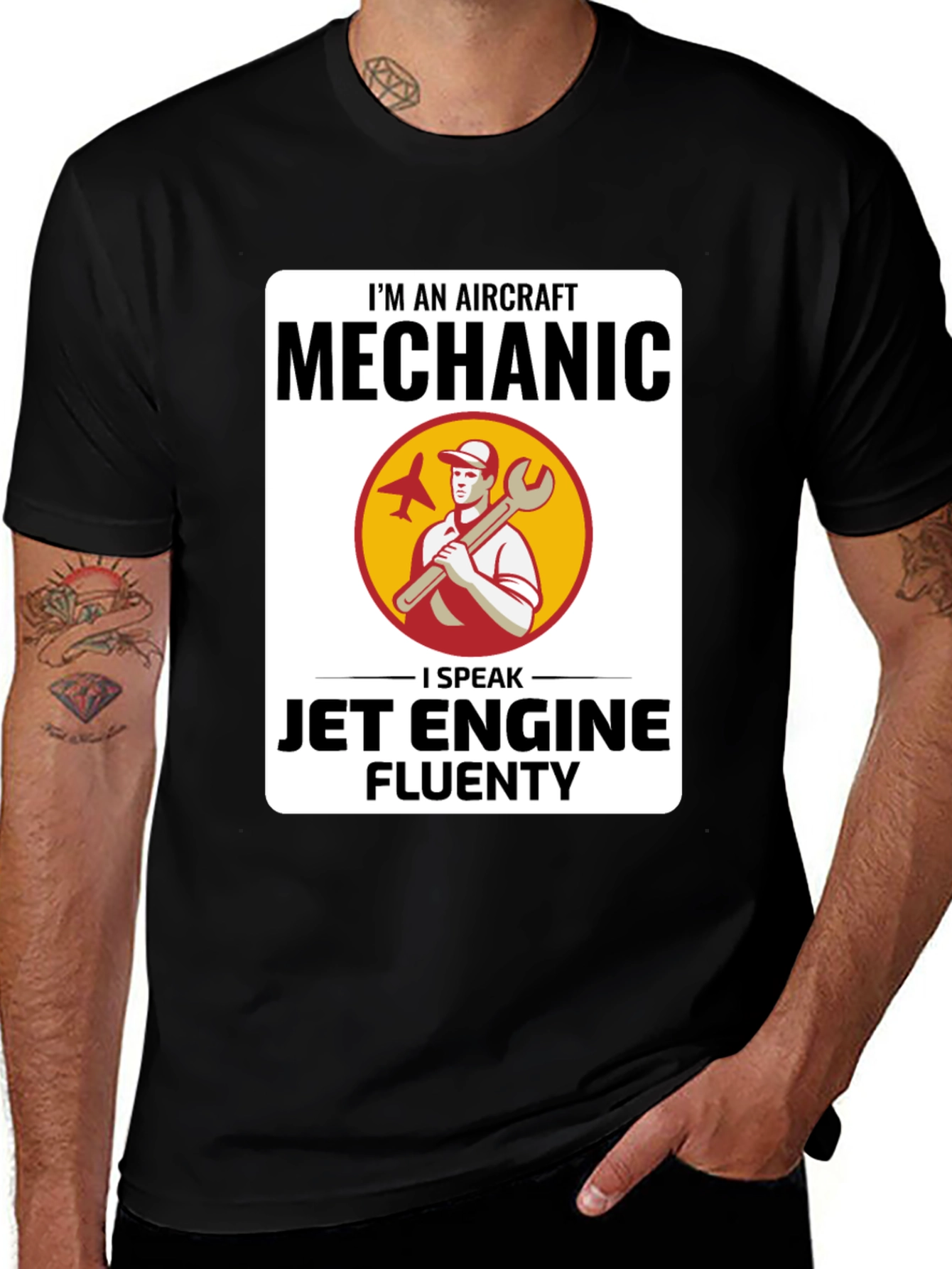 Black Aircraft Mechanic Jet Engine T-Shirt main image