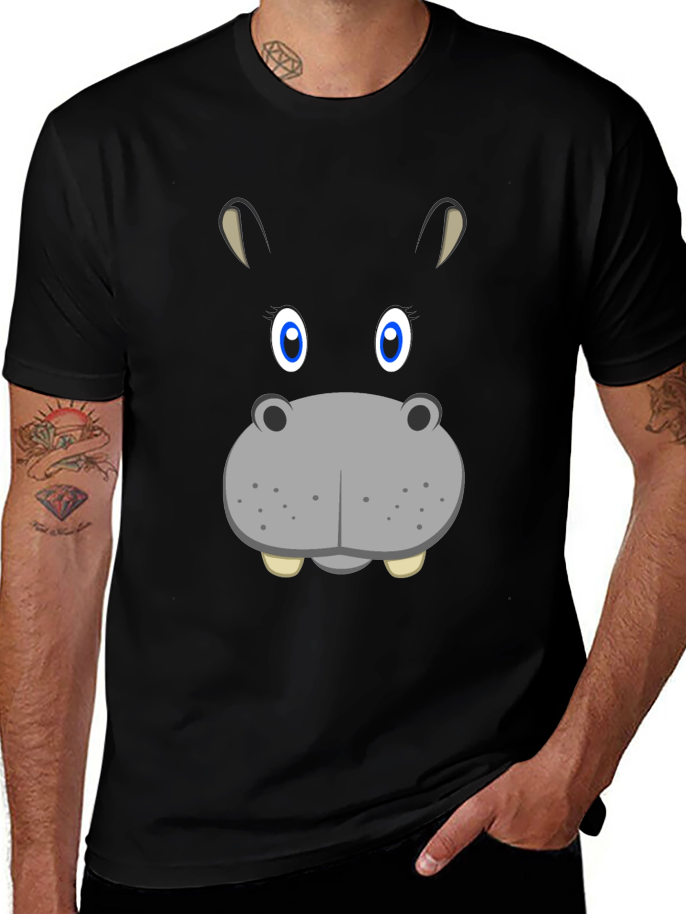 Variant 19 of Hippo Face Graphic Tee - Unique Animal Design