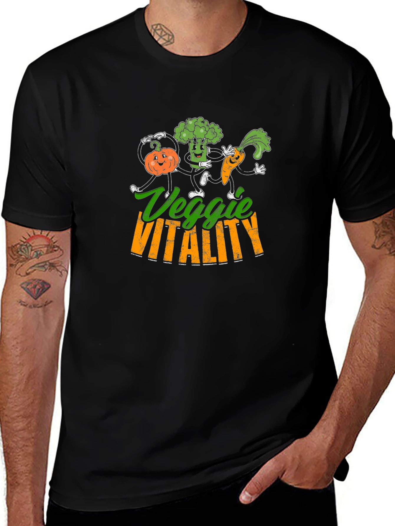 Veggie Vitality T-Shirt - Cartoon Vegetables