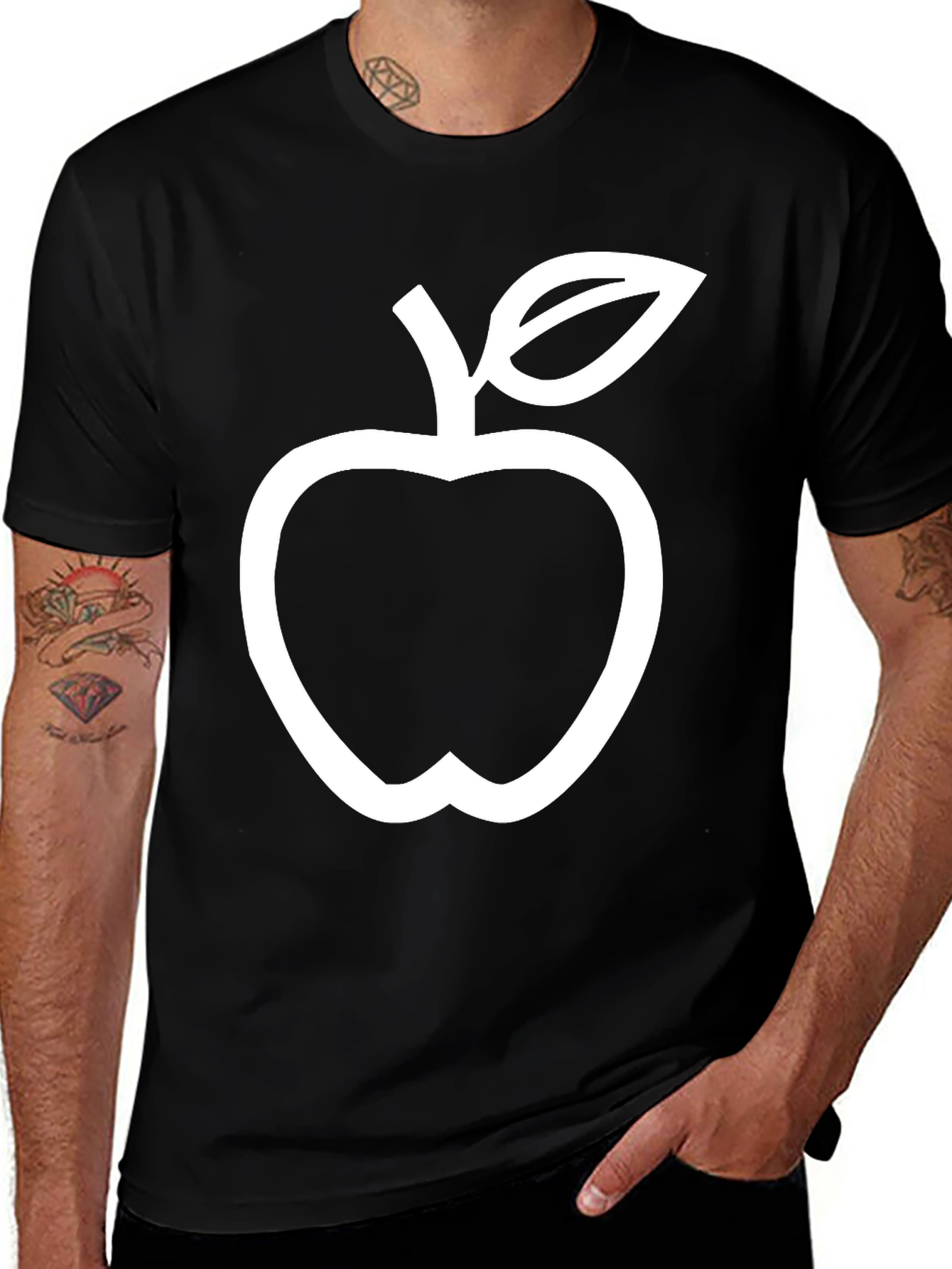 Variant 14 of Apple Graphic Black Tee - Stylish & Comfortable