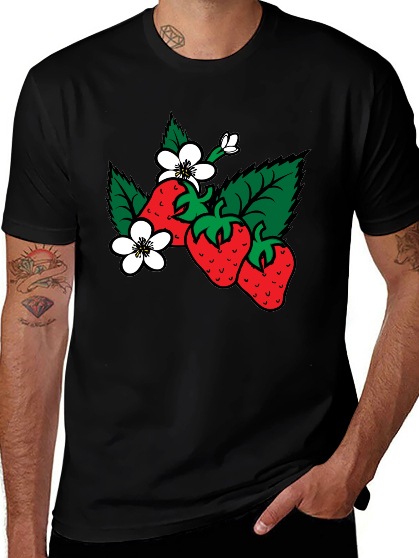 Variant 24 of Strawberry Blossom Black T-Shirt