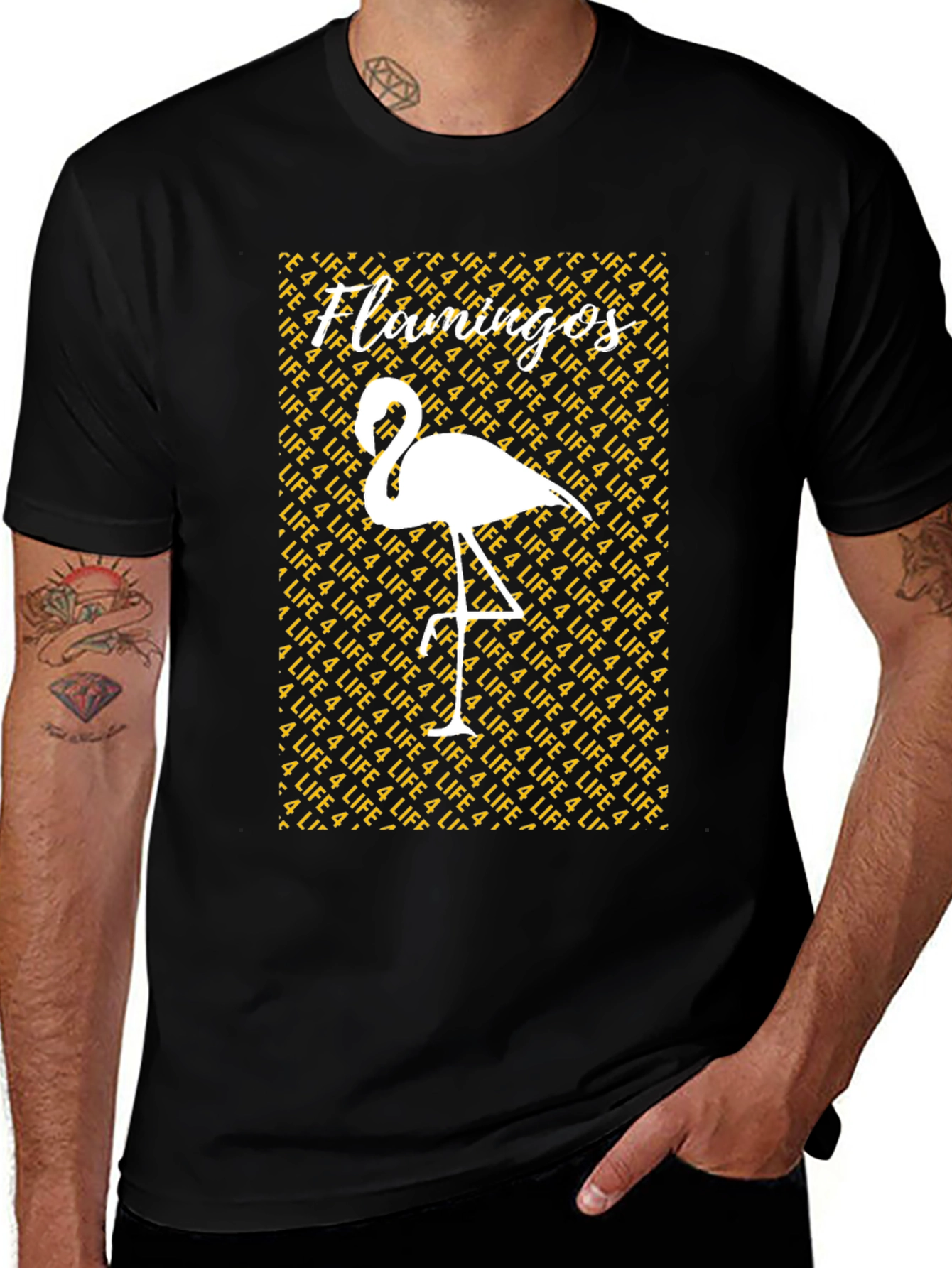 Variant 2 of Flamingos 4 Life Graphic Tee - Men's Black T-Shirt